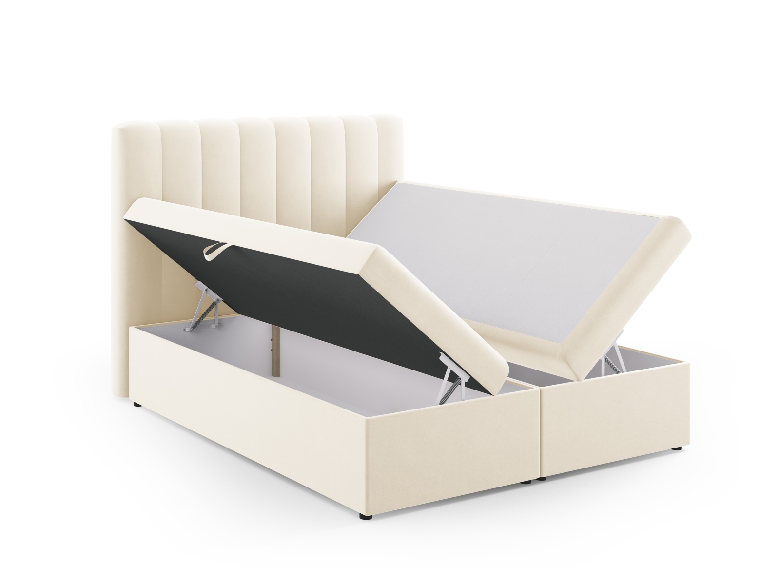 Boxspring Bed Set: Headboard + Box Springs/Mattress + Mattress Topper, "Kelp", 160x210x125