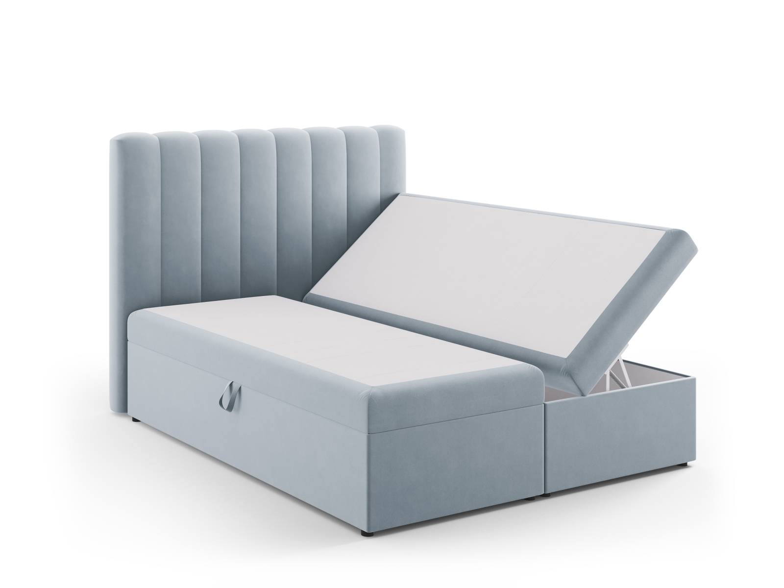 Boxspring Bed Set: Headboard + Box Springs/Mattress + Mattress Topper, "Kelp", 160x210x125