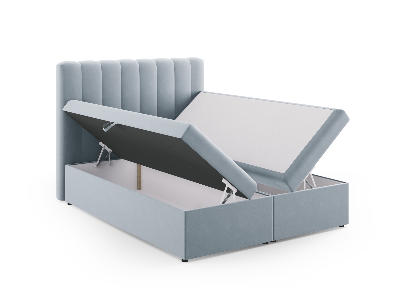 Boxspring Bed Set: Headboard + Box Springs/Mattress + Mattress Topper, "Kelp", 160x210x125