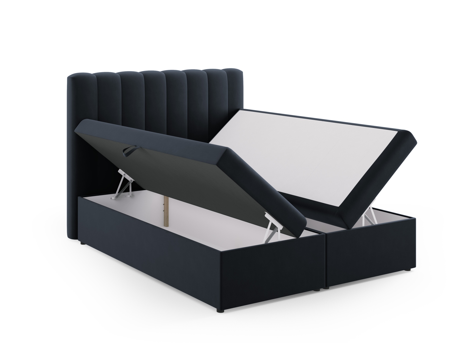 Boxspring Bed Set: Headboard + Box Springs/Mattress + Mattress Topper, "Kelp", 160x210x125