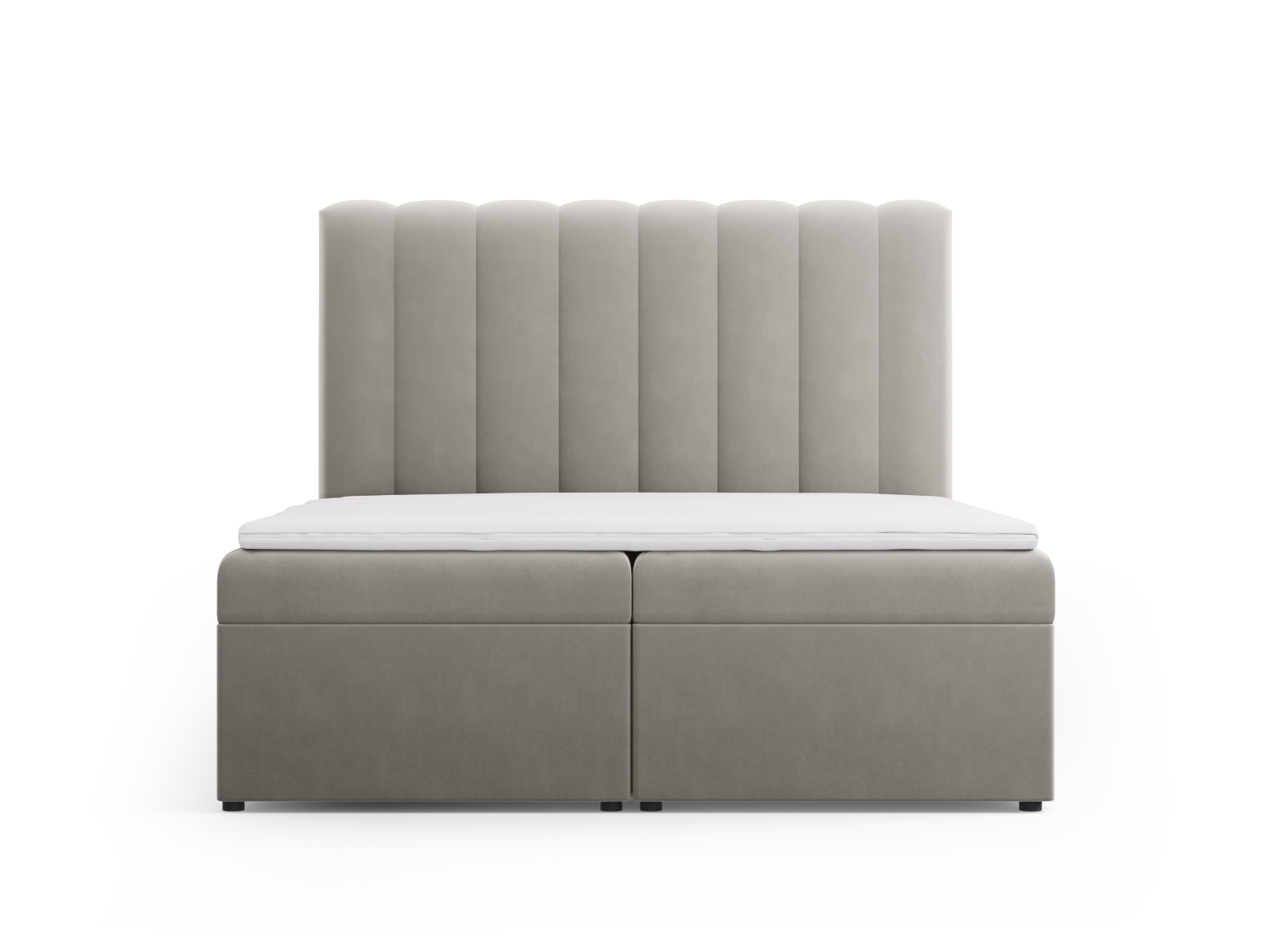 Boxspring Bed Set: Headboard + Box Springs/Mattress + Mattress Topper, "Kelp", 160x210x125