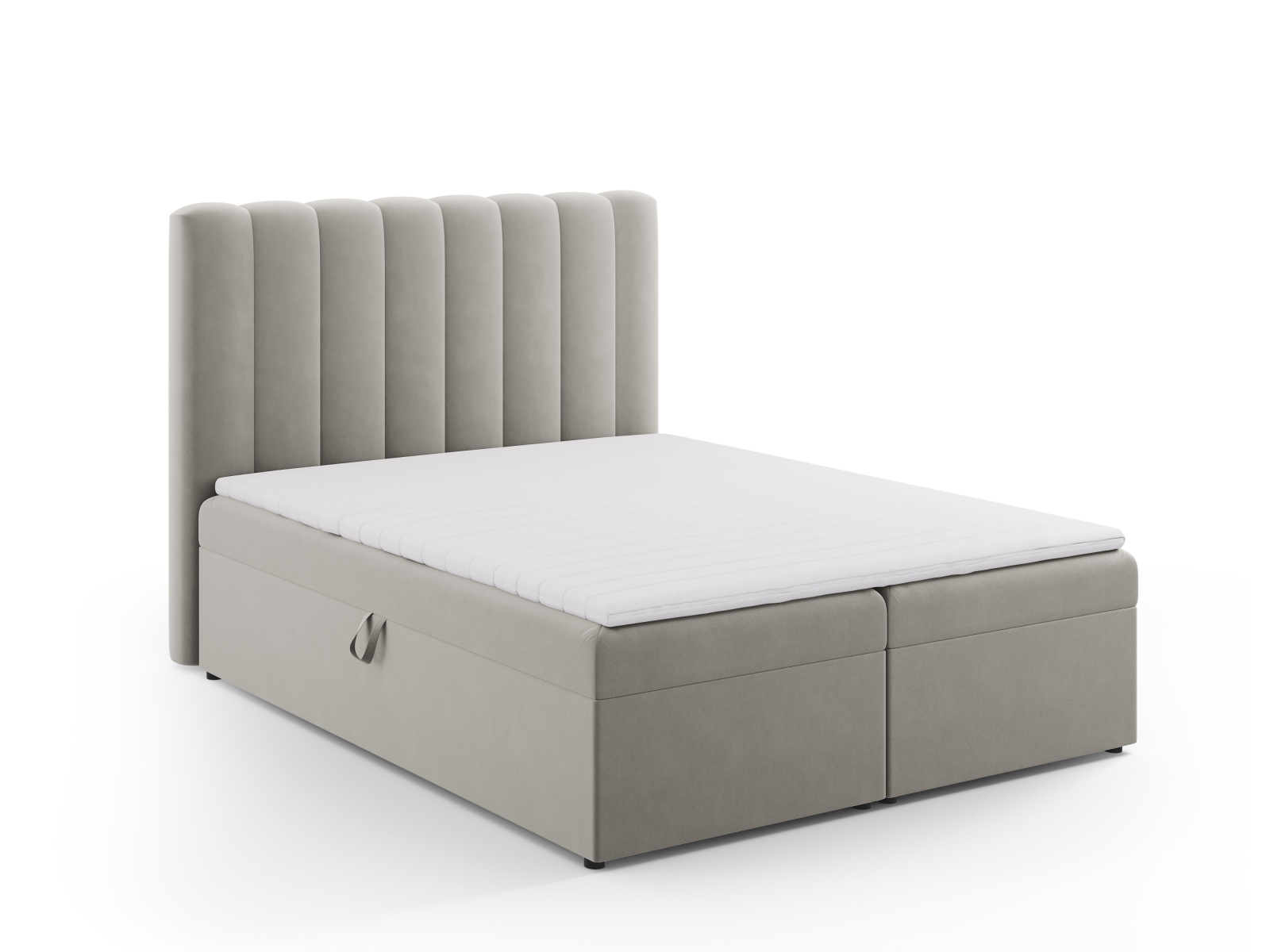 Boxspring Bed Set: Headboard + Box Springs/Mattress + Mattress Topper, "Kelp", 160x210x125