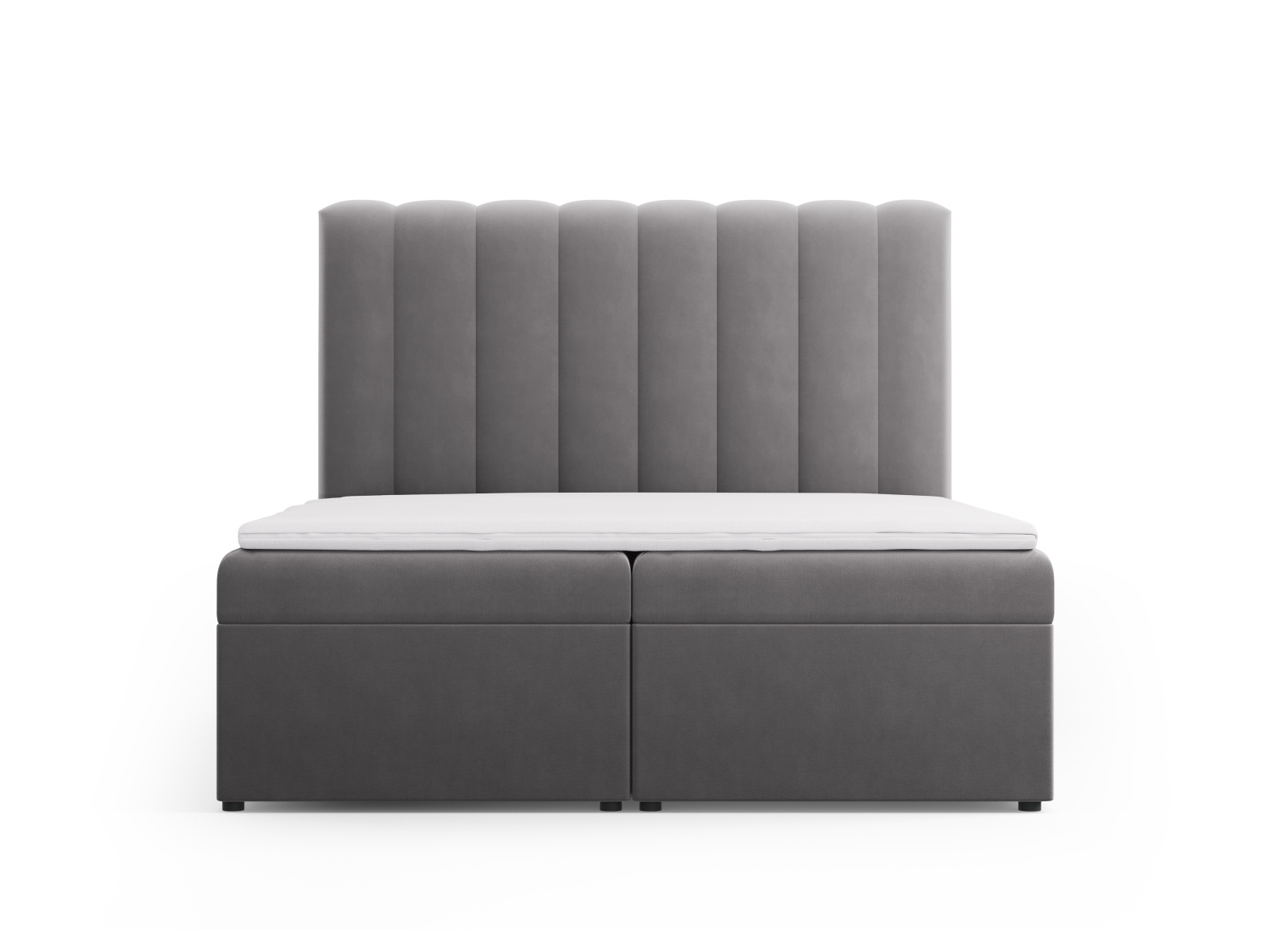 Boxspring Bed Set: Headboard + Box Springs/Mattress + Mattress Topper, "Kelp", 160x210x125