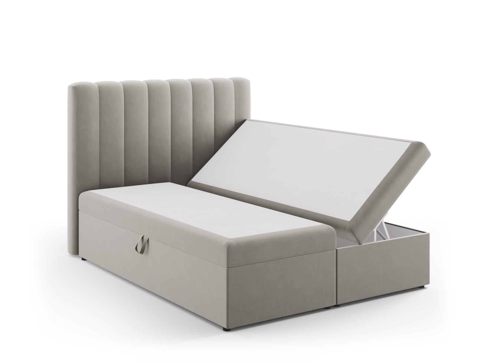 Boxspring Bed Set: Headboard + Box Springs/Mattress + Mattress Topper, "Kelp", 160x210x125