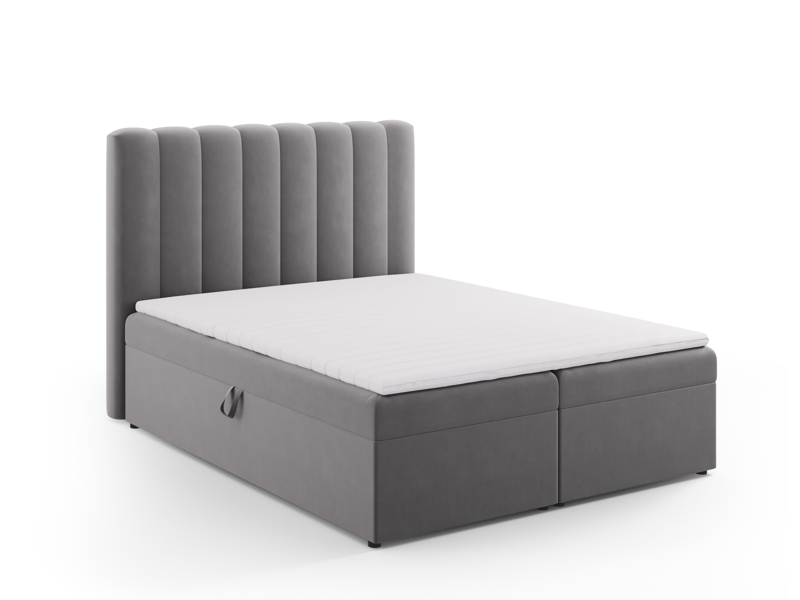 Boxspring Bed Set: Headboard + Box Springs/Mattress + Mattress Topper, "Kelp", 160x210x125