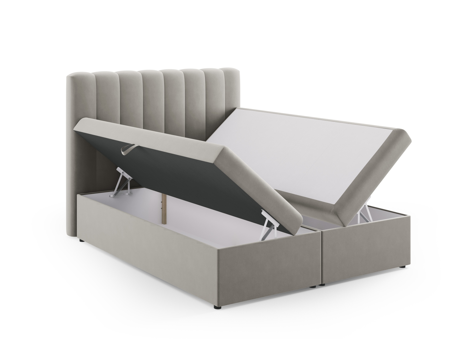 Boxspring Bed Set: Headboard + Box Springs/Mattress + Mattress Topper, "Kelp", 160x210x125