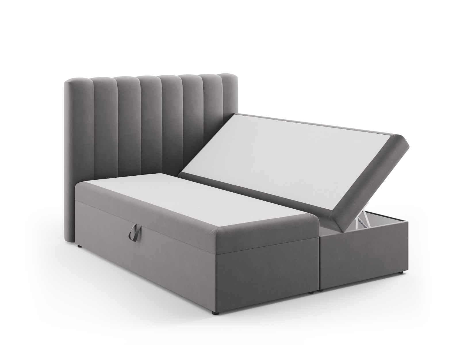 Boxspring Bed Set: Headboard + Box Springs/Mattress + Mattress Topper, "Kelp", 160x210x125