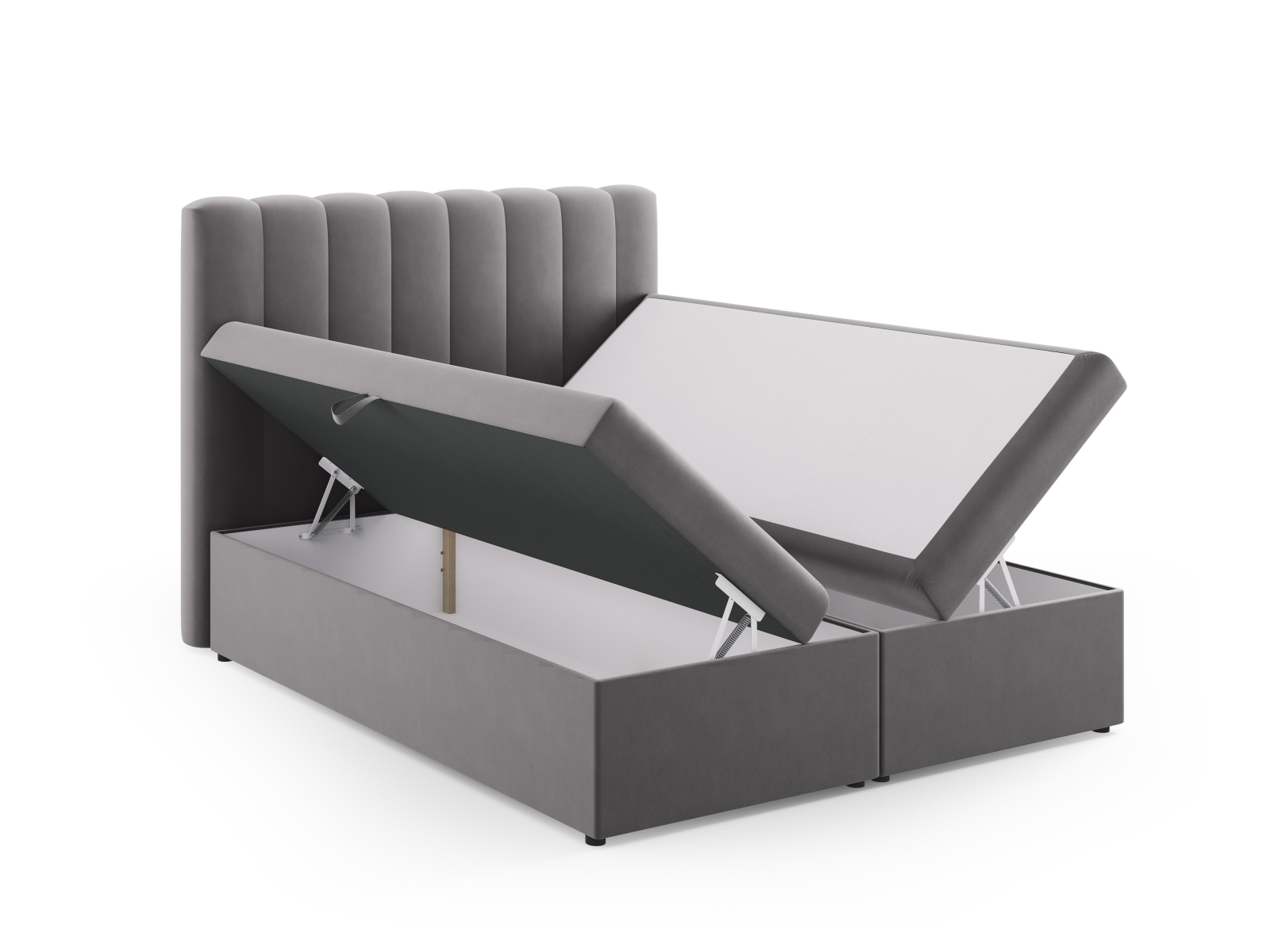 Boxspring Bed Set: Headboard + Box Springs/Mattress + Mattress Topper, "Kelp", 160x210x125