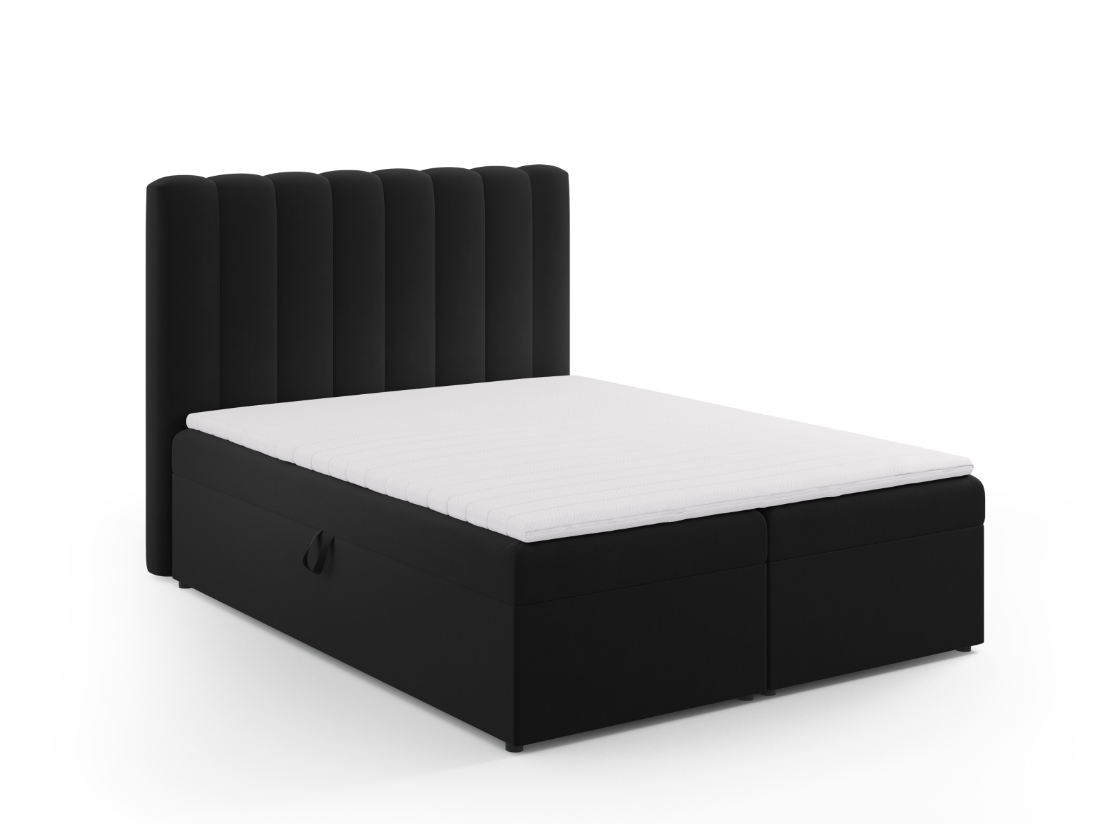 Boxspring Bed Set: Headboard + Box Springs/Mattress + Mattress Topper, "Kelp", 160x210x125