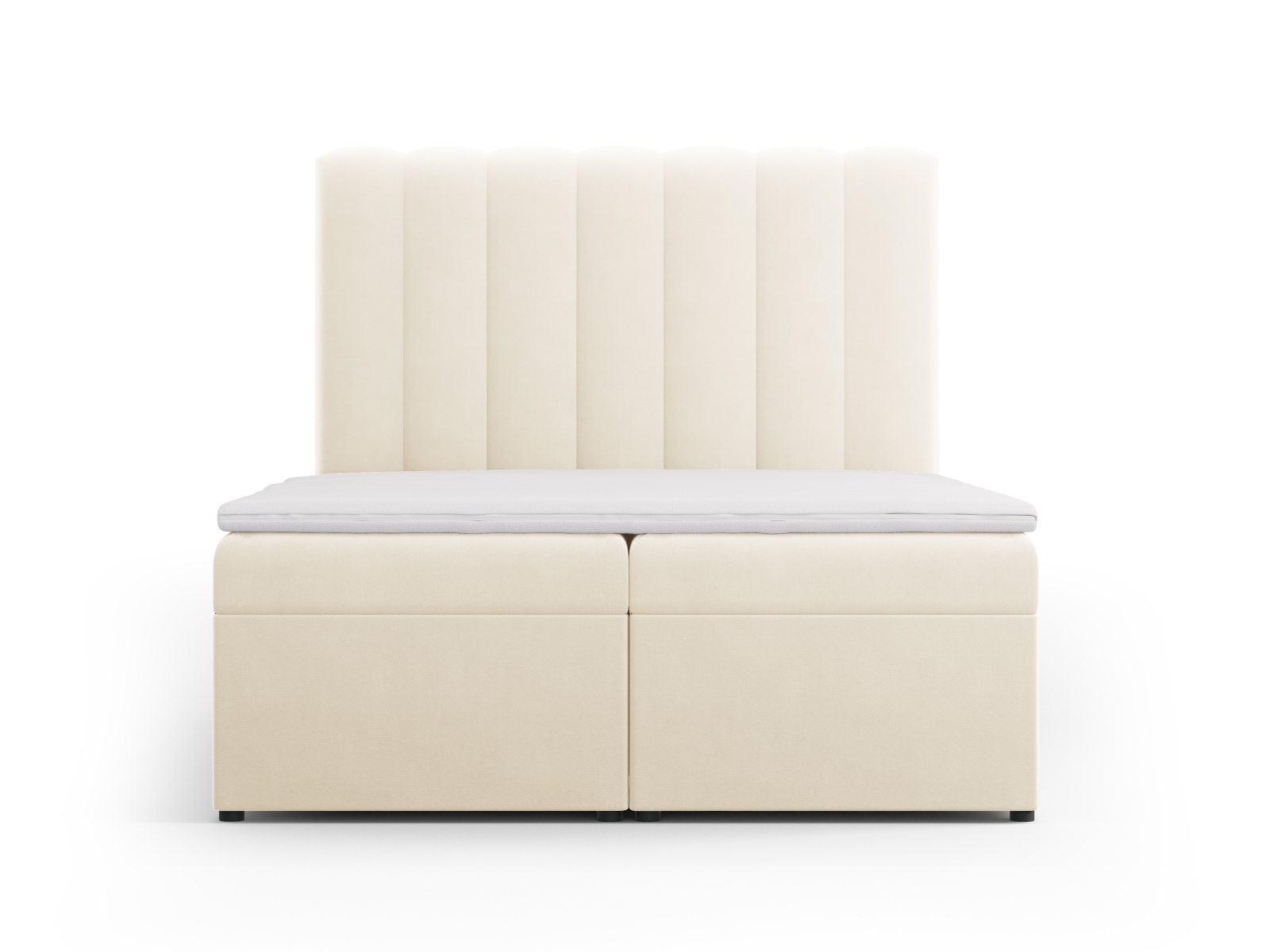 Boxspring Bed Set: Headboard + Box Springs/Mattress + Mattress Topper, "Kelp", 140x210x125