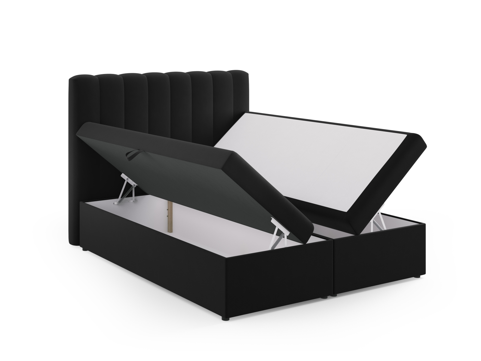Boxspring Bed Set: Headboard + Box Springs/Mattress + Mattress Topper, "Kelp", 160x210x125