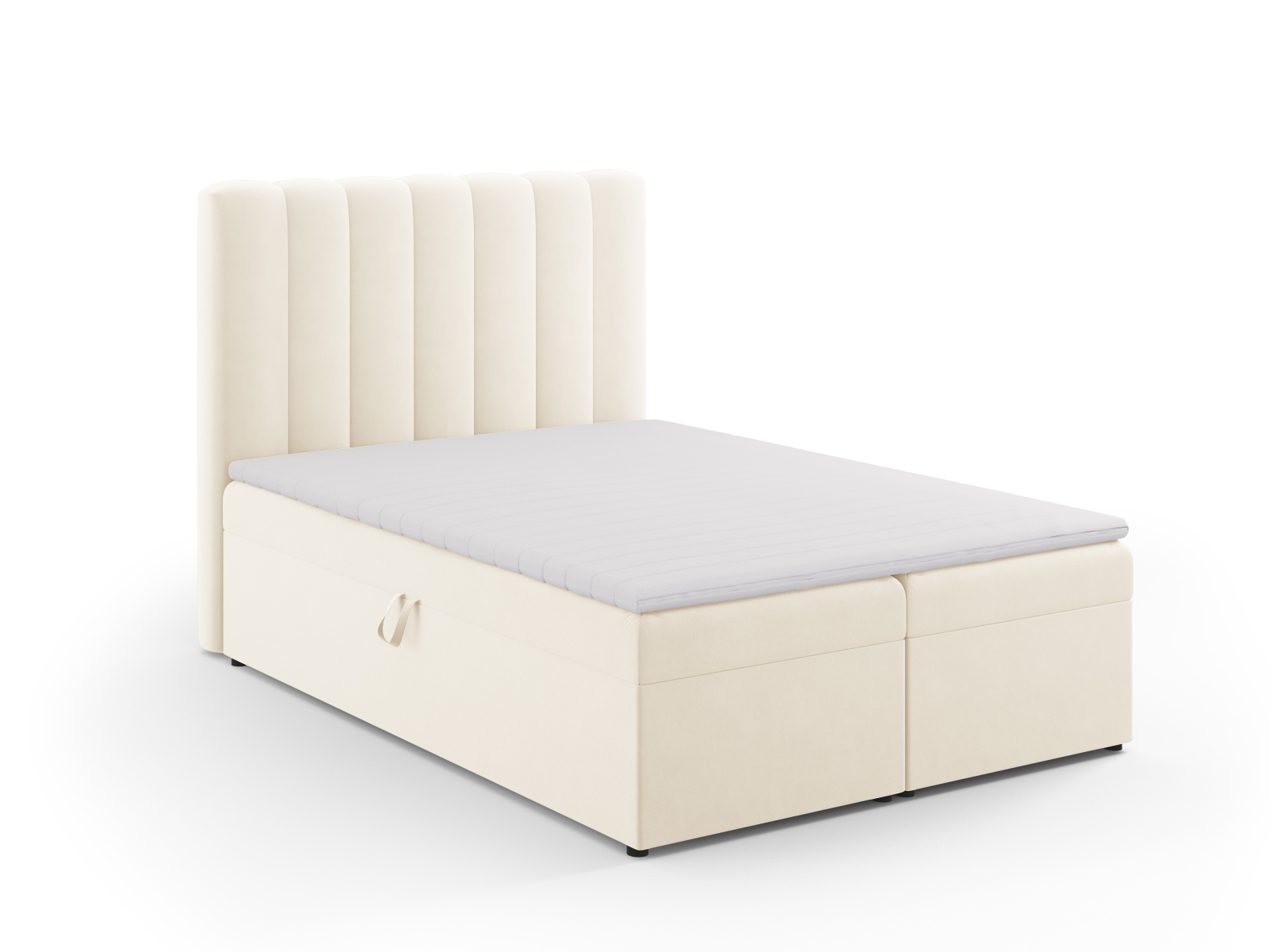 Boxspring Bed Set: Headboard + Box Springs/Mattress + Mattress Topper, "Kelp", 140x210x125