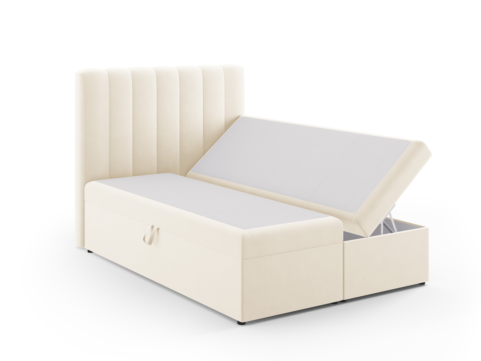 Boxspring Bed Set: Headboard + Box Springs/Mattress + Mattress Topper, "Kelp", 140x210x125