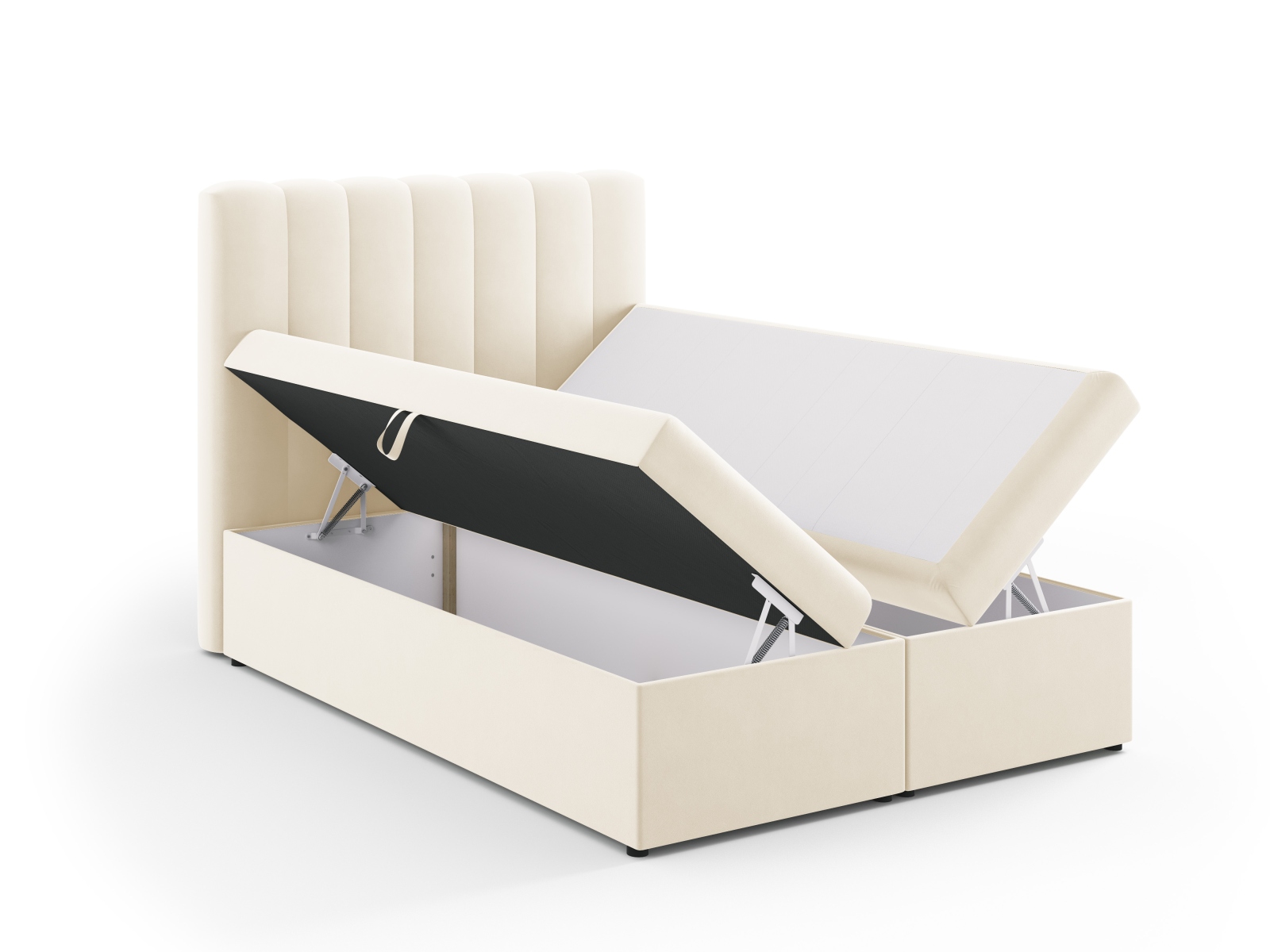 Boxspring Bed Set: Headboard + Box Springs/Mattress + Mattress Topper, "Kelp", 140x210x125