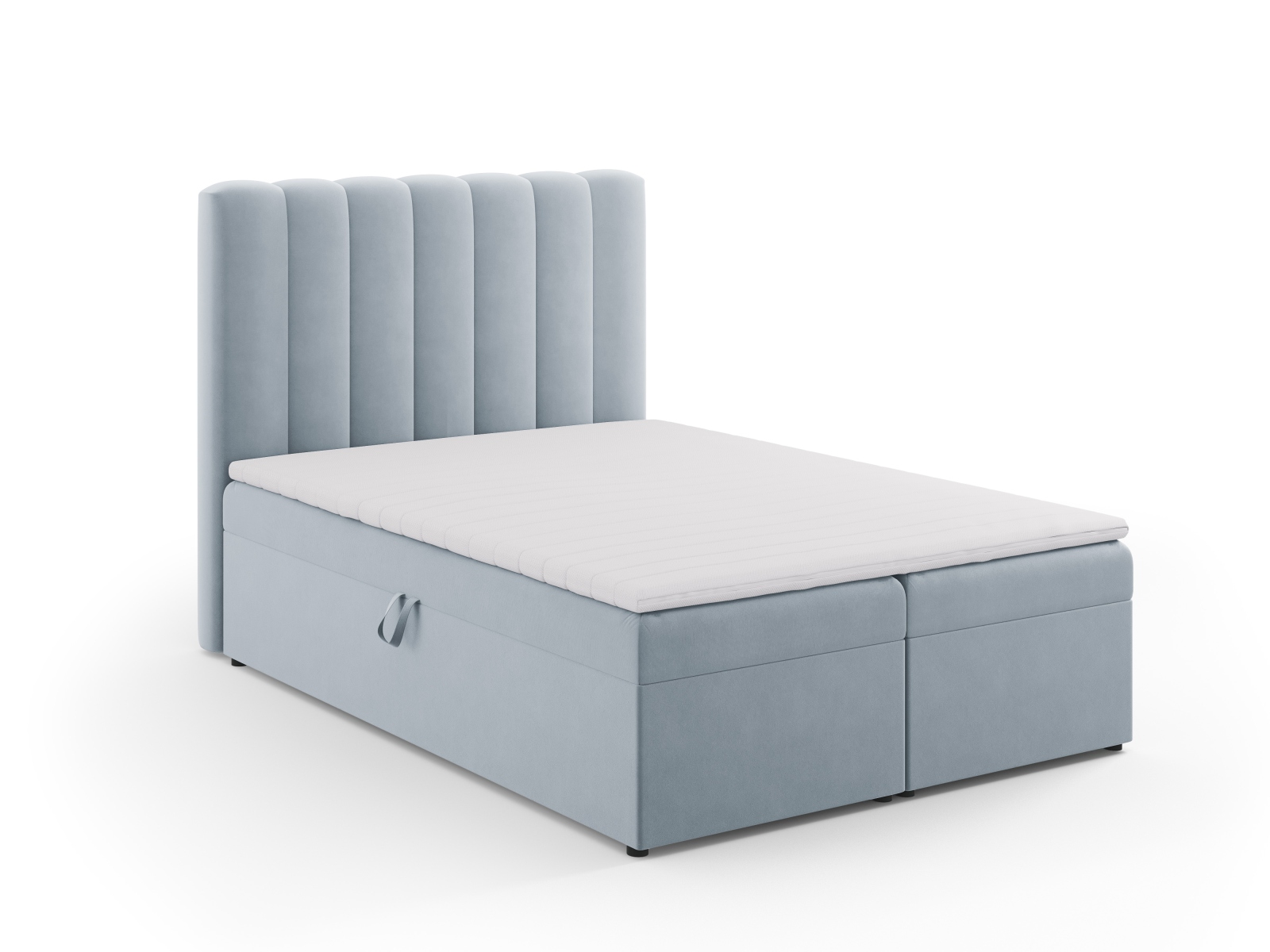 Boxspring Bed Set: Headboard + Box Springs/Mattress + Mattress Topper, "Kelp", 140x210x125