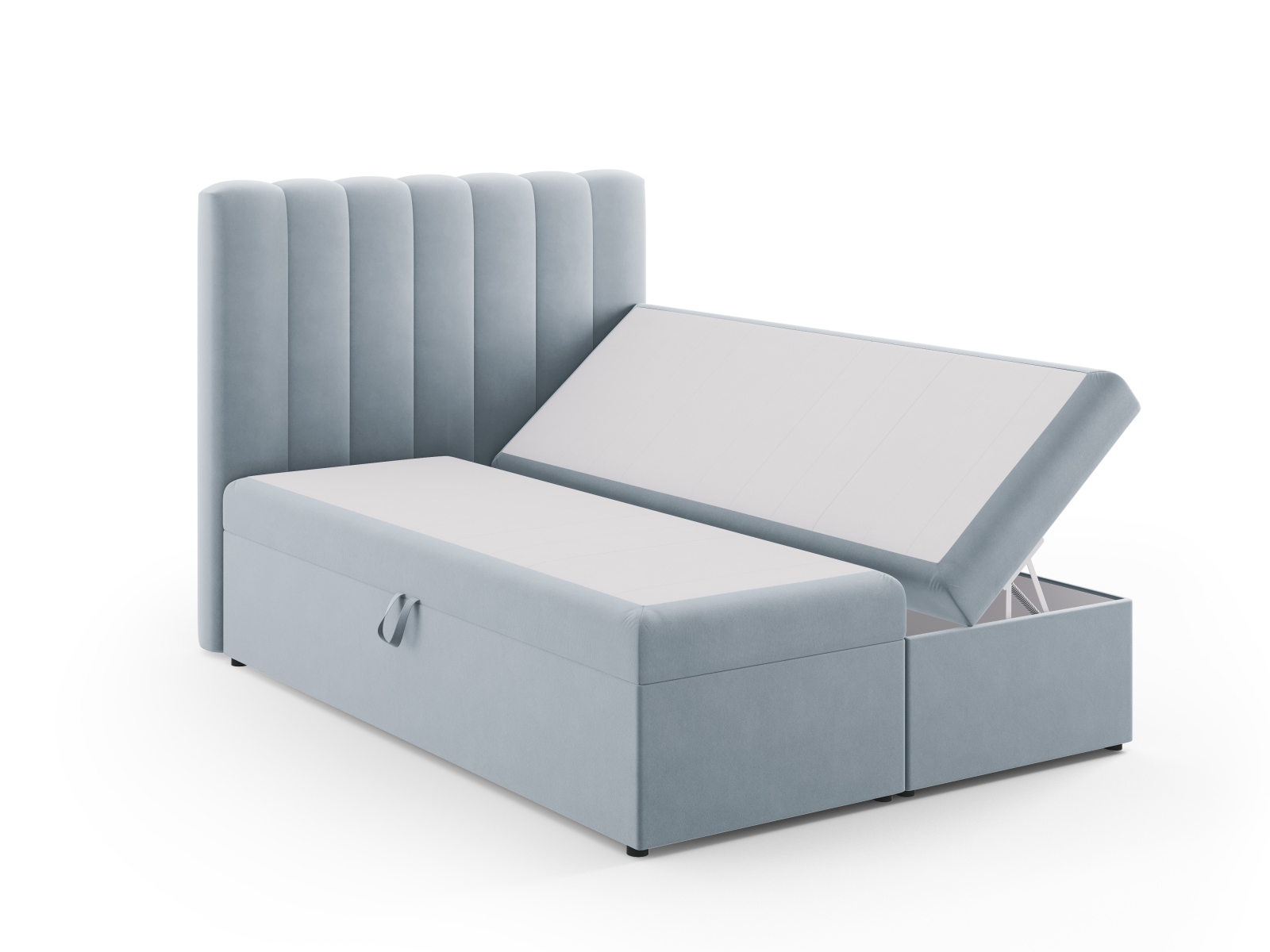 Boxspring Bed Set: Headboard + Box Springs/Mattress + Mattress Topper, "Kelp", 140x210x125