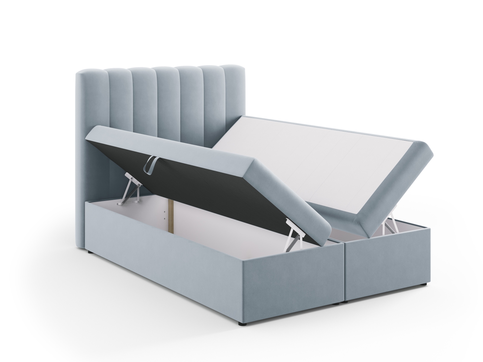 Boxspring Bed Set: Headboard + Box Springs/Mattress + Mattress Topper, "Kelp", 140x210x125