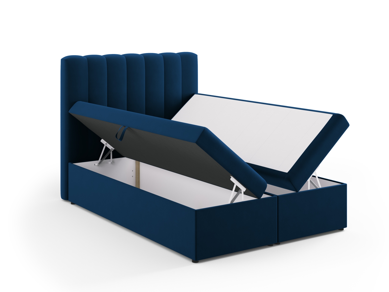 Boxspring Bed Set: Headboard + Box Springs/Mattress + Mattress Topper, "Kelp", 140x210x125