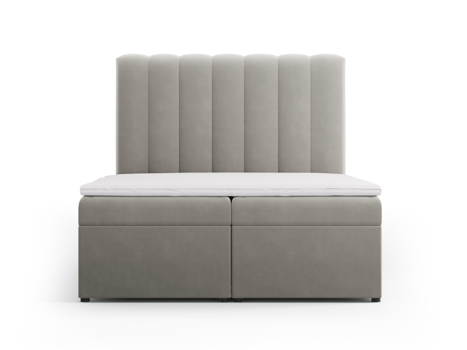 Boxspring Bed Set: Headboard + Box Springs/Mattress + Mattress Topper, "Kelp", 140x210x125