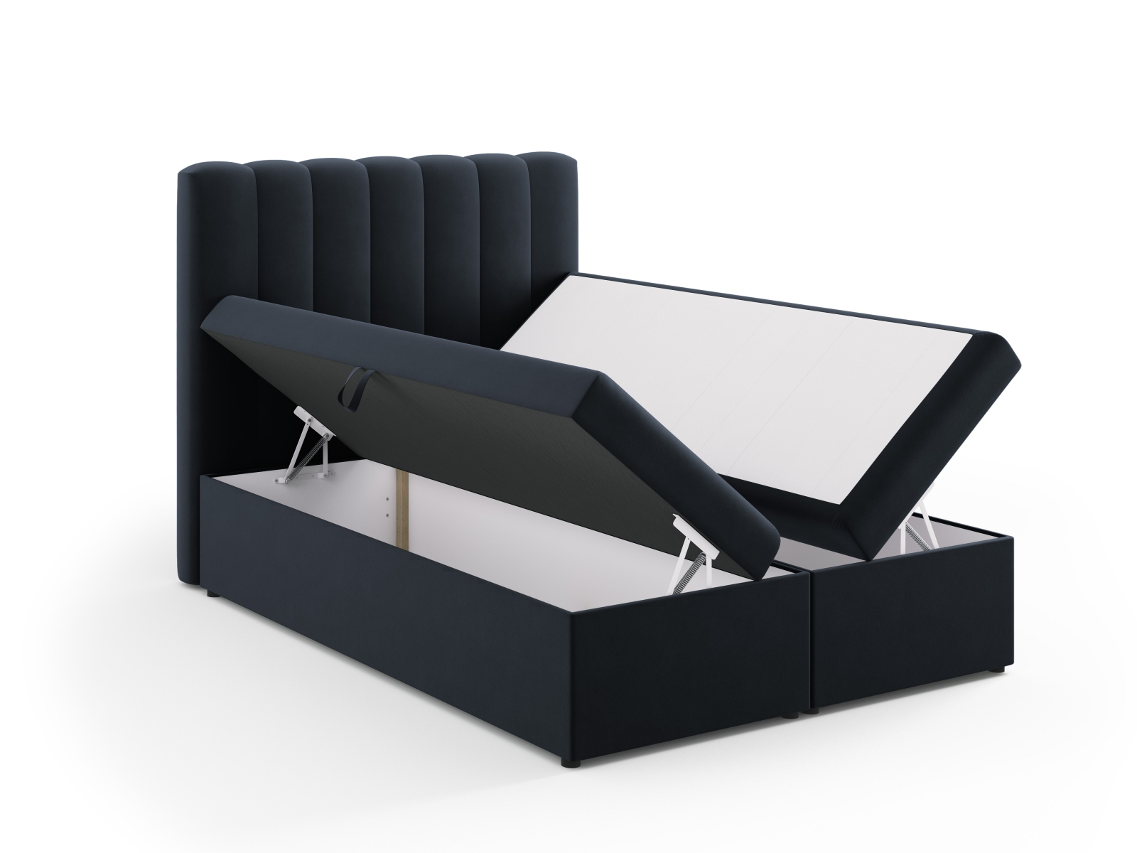 Boxspring Bed Set: Headboard + Box Springs/Mattress + Mattress Topper, "Kelp", 140x210x125