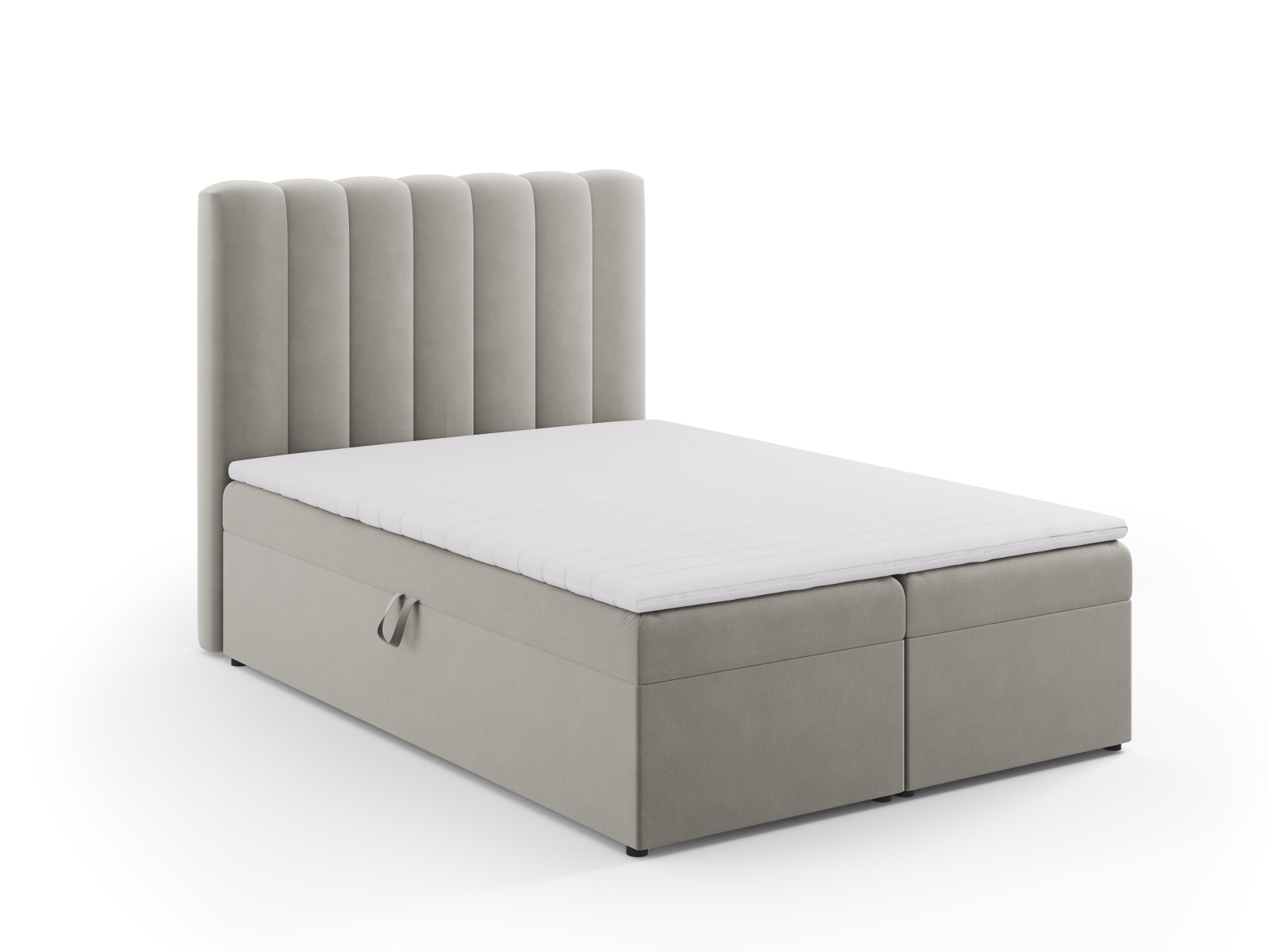 Boxspring Bed Set: Headboard + Box Springs/Mattress + Mattress Topper, "Kelp", 140x210x125