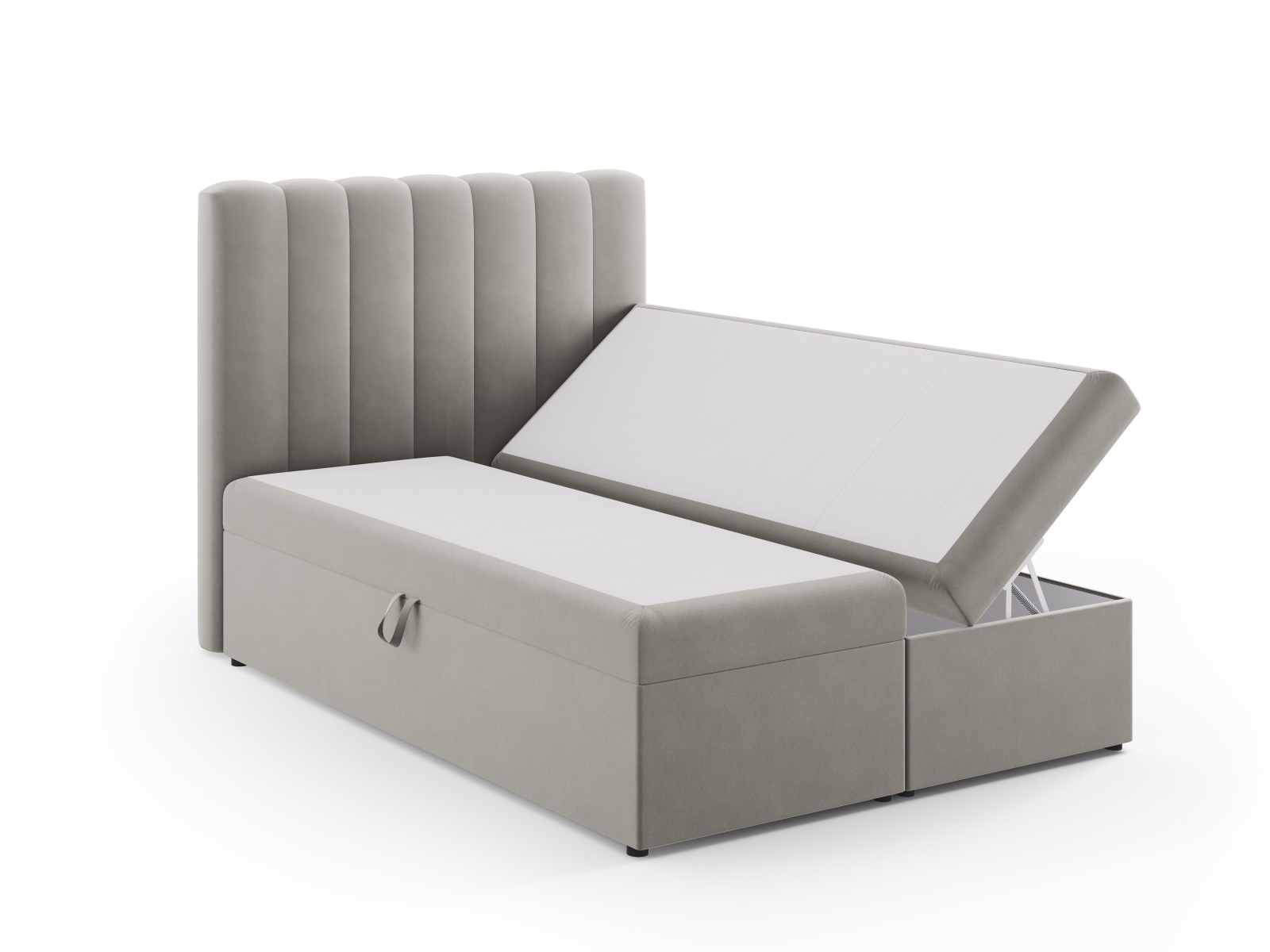 Boxspring Bed Set: Headboard + Box Springs/Mattress + Mattress Topper, "Kelp", 140x210x125