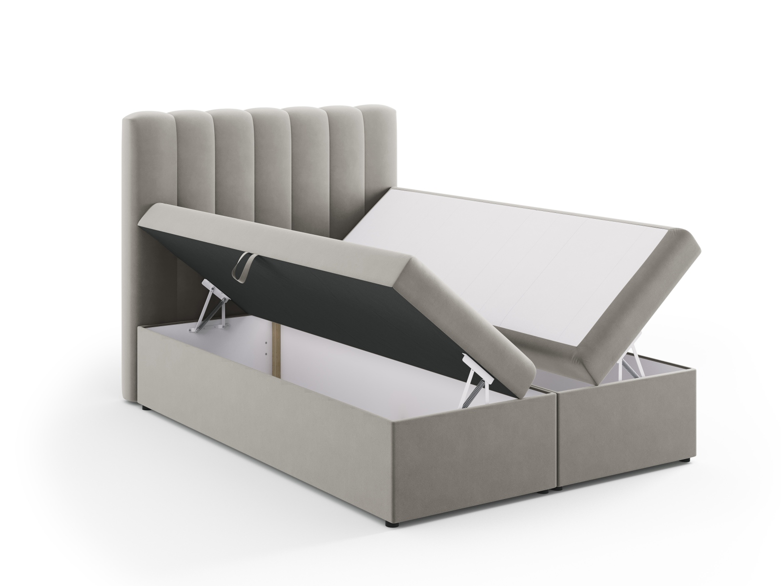 Boxspring Bed Set: Headboard + Box Springs/Mattress + Mattress Topper, "Kelp", 140x210x125