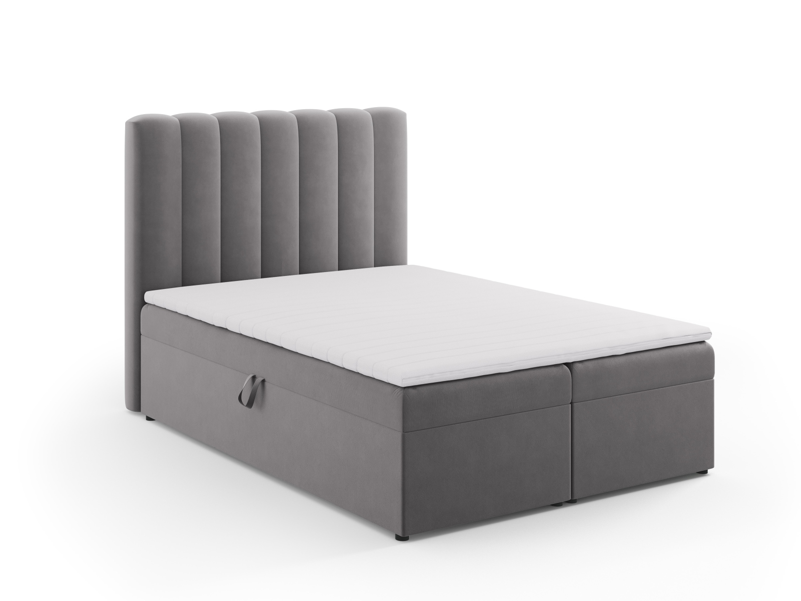 Boxspring Bed Set: Headboard + Box Springs/Mattress + Mattress Topper, "Kelp", 140x210x125