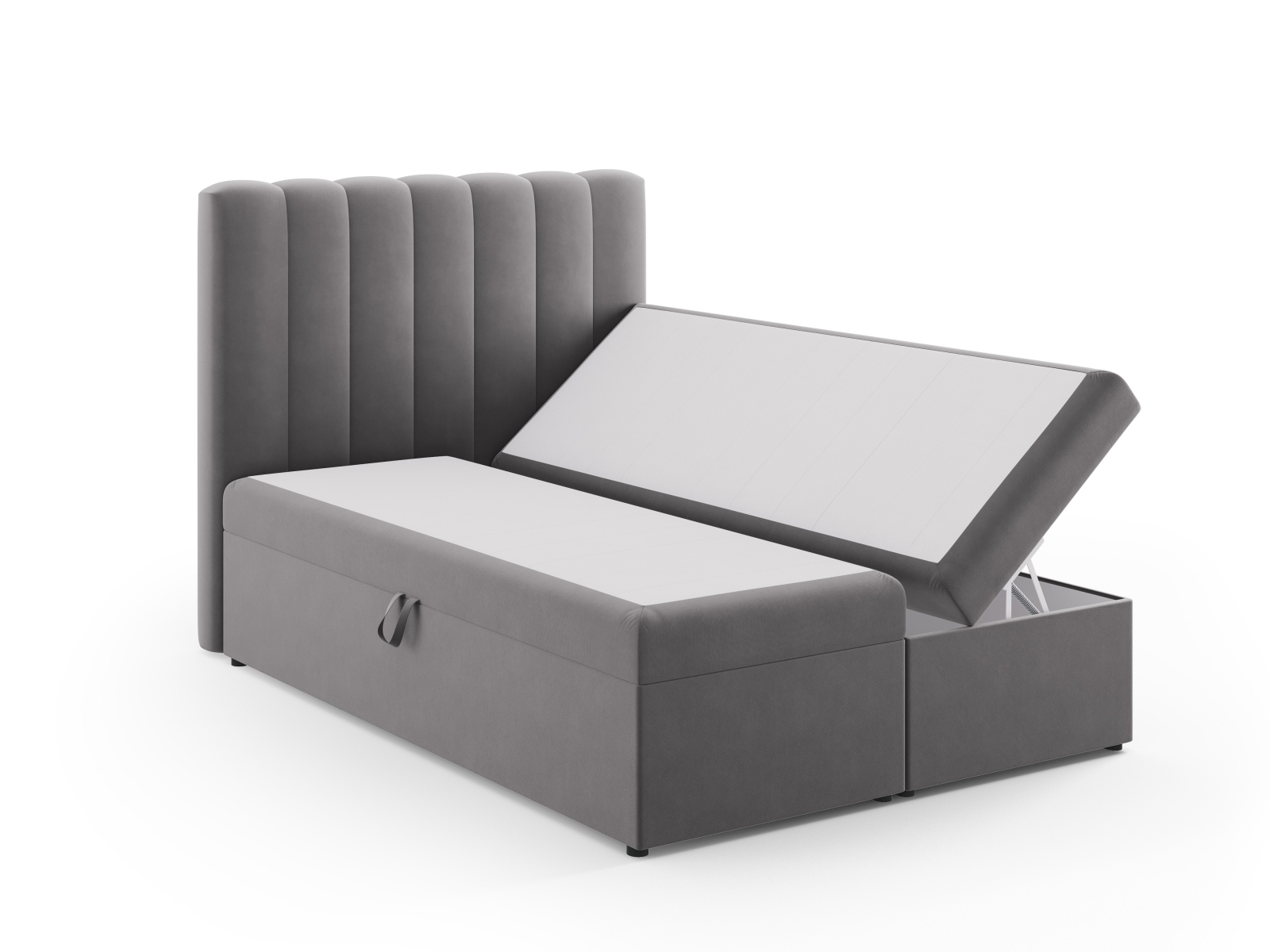 Boxspring Bed Set: Headboard + Box Springs/Mattress + Mattress Topper, "Kelp", 140x210x125
