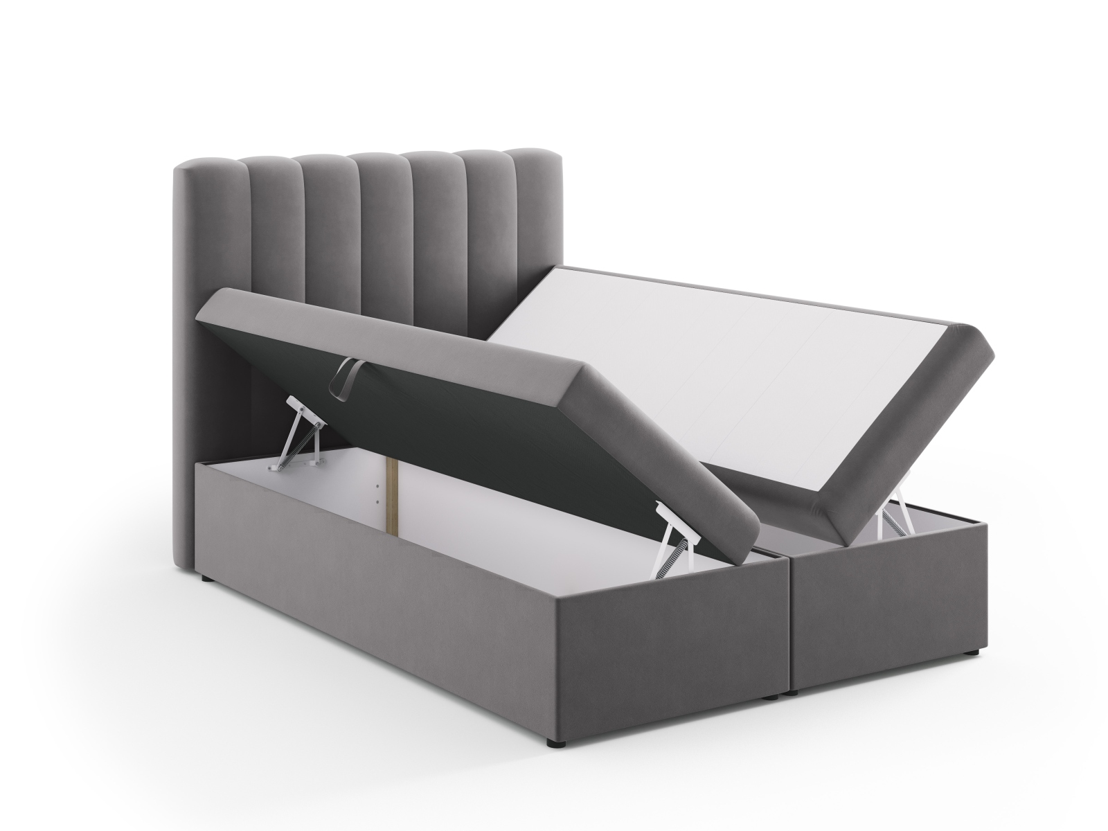 Boxspring Bed Set: Headboard + Box Springs/Mattress + Mattress Topper, "Kelp", 140x210x125
