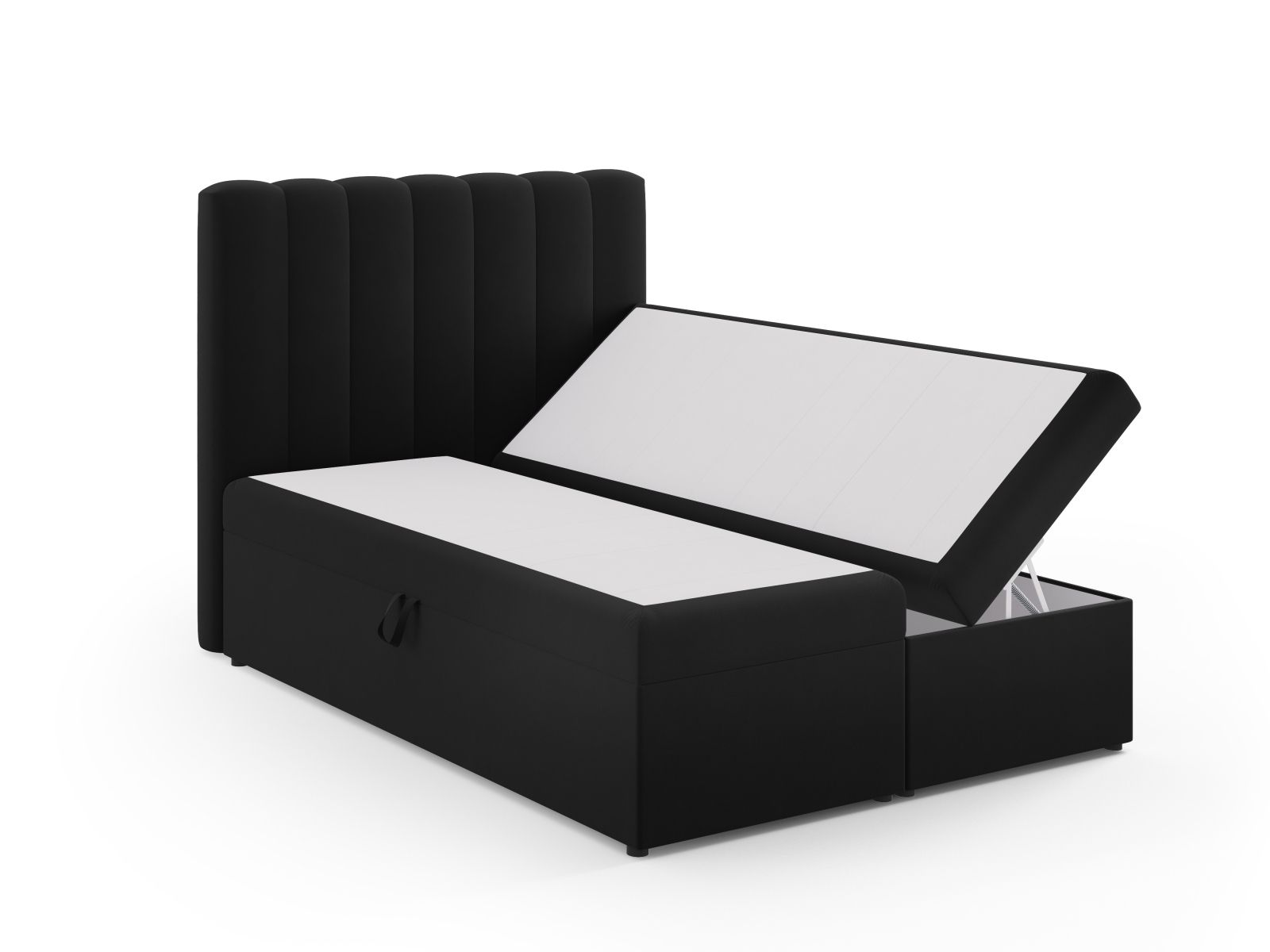 Boxspring Bed Set: Headboard + Box Springs/Mattress + Mattress Topper, "Kelp", 140x210x125