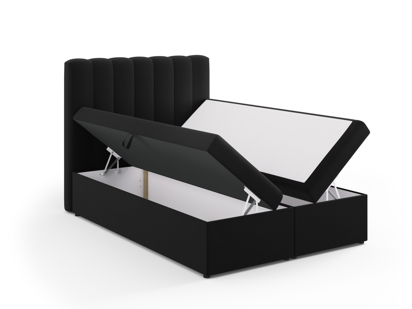 Boxspring Bed Set: Headboard + Box Springs/Mattress + Mattress Topper, "Kelp", 140x210x125