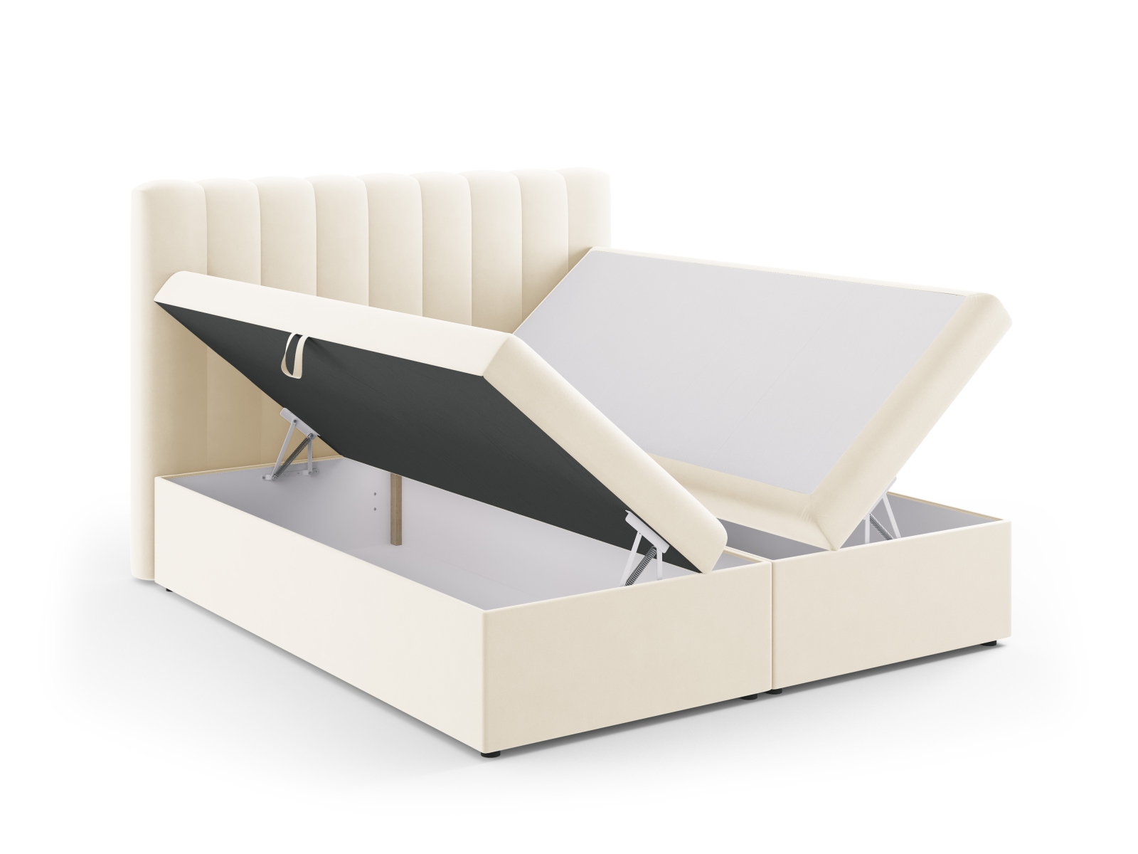 Boxspring Bed Set: Headboard + Box Springs/Mattress + Mattress Topper, "Kelp", 180x210x125