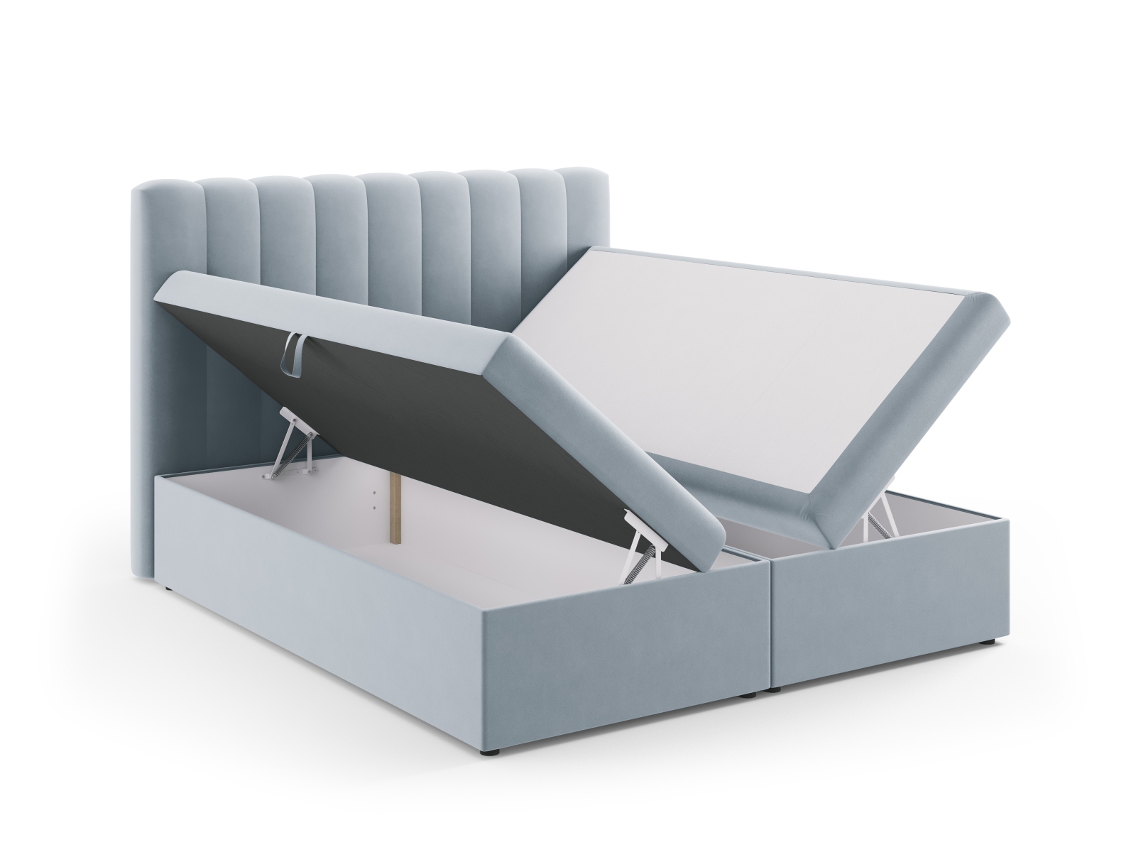 Boxspring Bed Set: Headboard + Box Springs/Mattress + Mattress Topper, "Kelp", 180x210x125