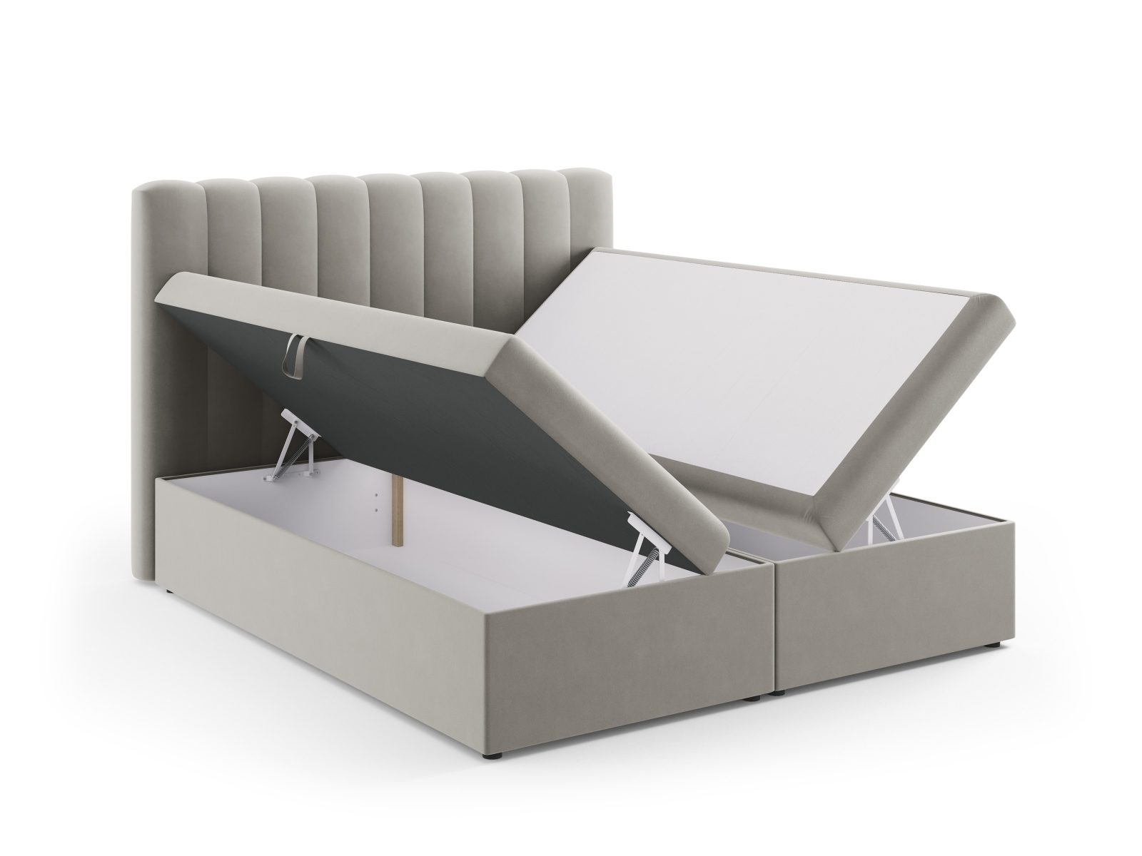 Boxspring Bed Set: Headboard + Box Springs/Mattress + Mattress Topper, "Kelp", 180x210x125