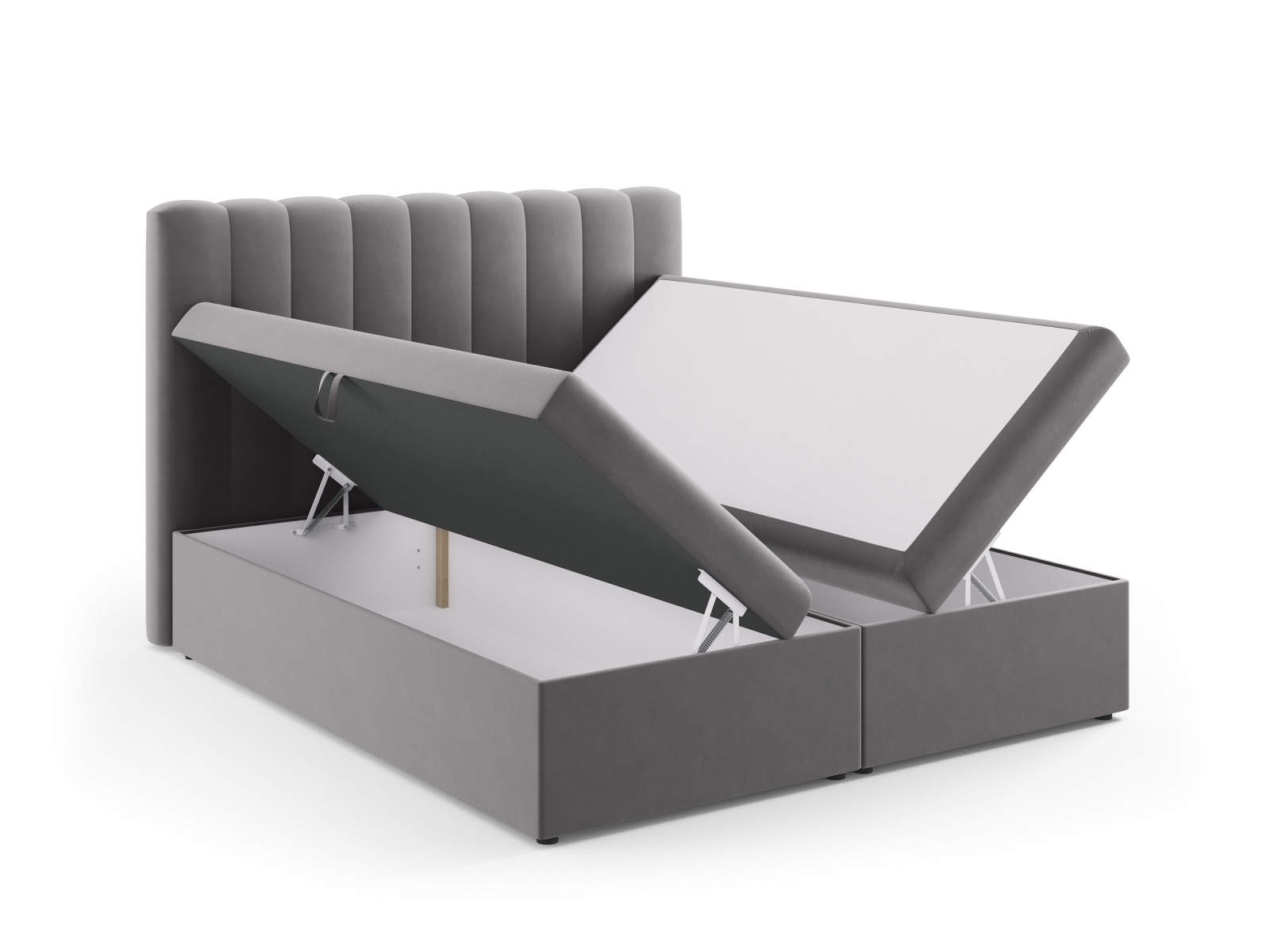 Boxspring Bed Set: Headboard + Box Springs/Mattress + Mattress Topper, "Kelp", 180x210x125