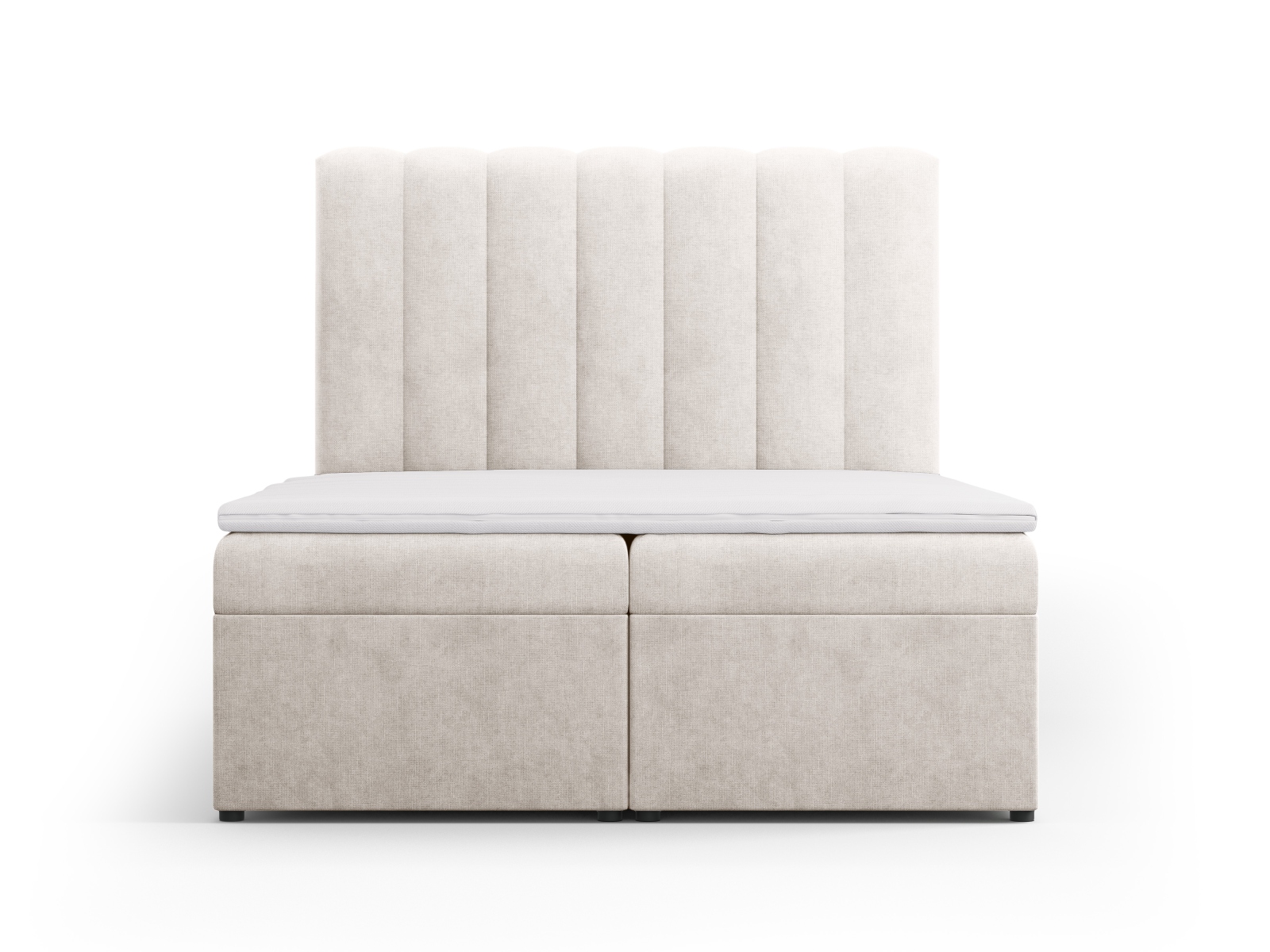 Boxspring Bed Set: Headboard + Box Springs/Mattress + Mattress Topper, "Kelp", 140x210x125