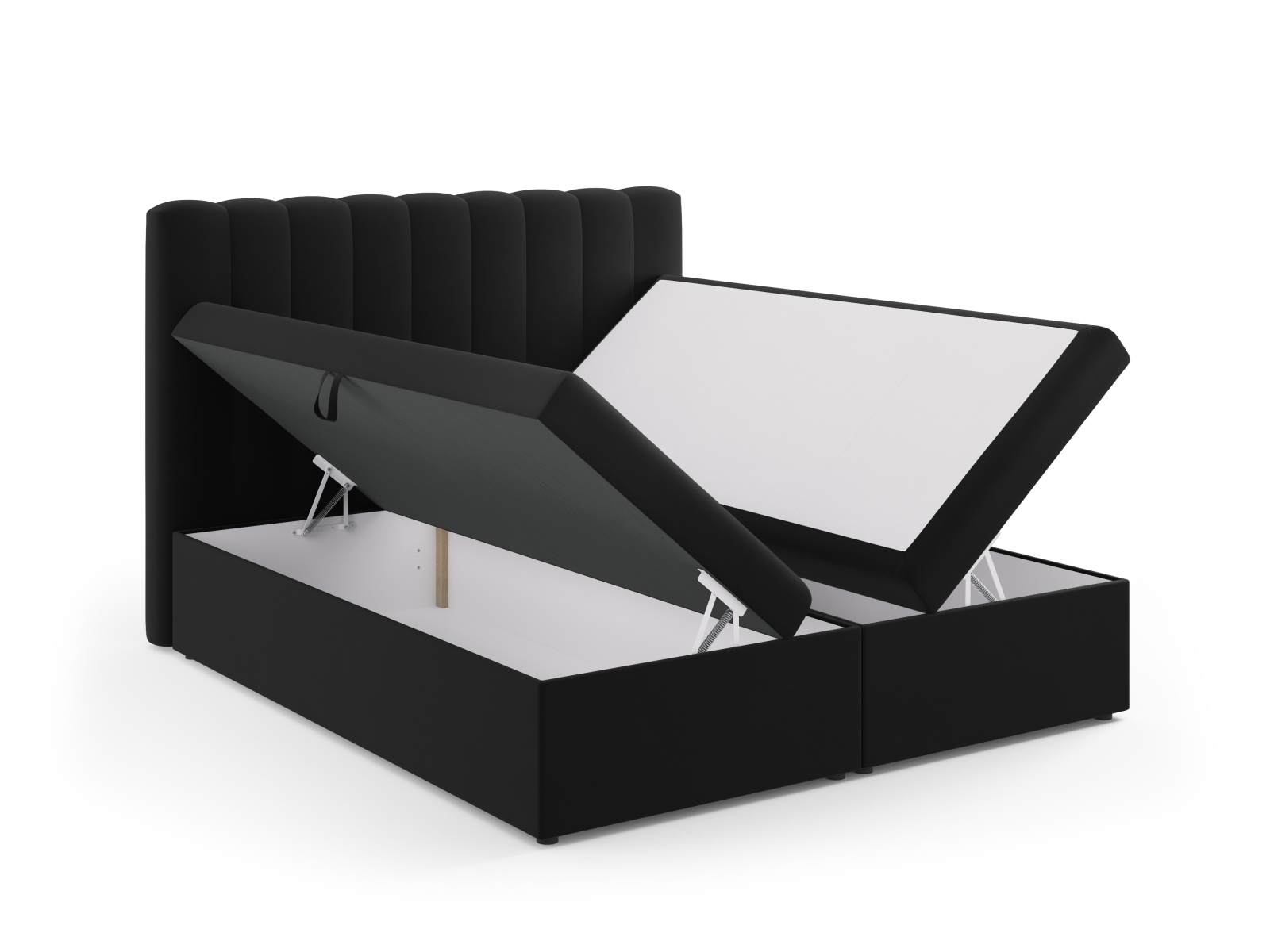 Boxspring Bed Set: Headboard + Box Springs/Mattress + Mattress Topper, "Kelp", 180x210x125