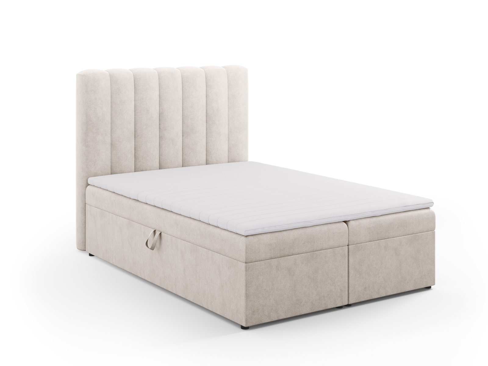 Boxspring Bed Set: Headboard + Box Springs/Mattress + Mattress Topper, "Kelp", 140x210x125