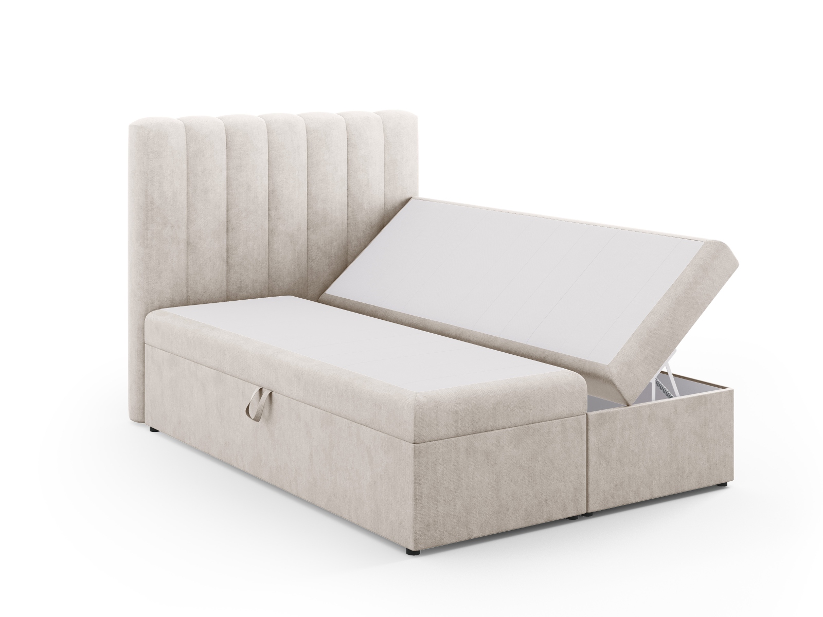 Boxspring Bed Set: Headboard + Box Springs/Mattress + Mattress Topper, "Kelp", 140x210x125