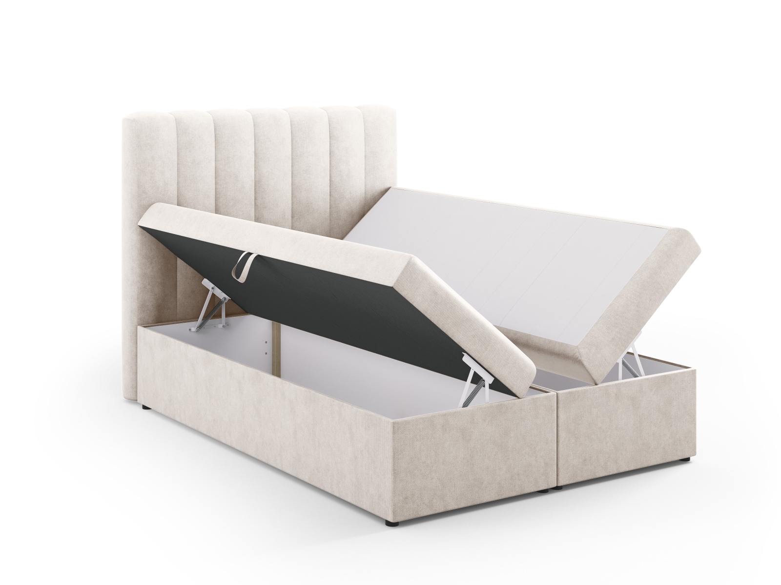 Boxspring Bed Set: Headboard + Box Springs/Mattress + Mattress Topper, "Kelp", 140x210x125