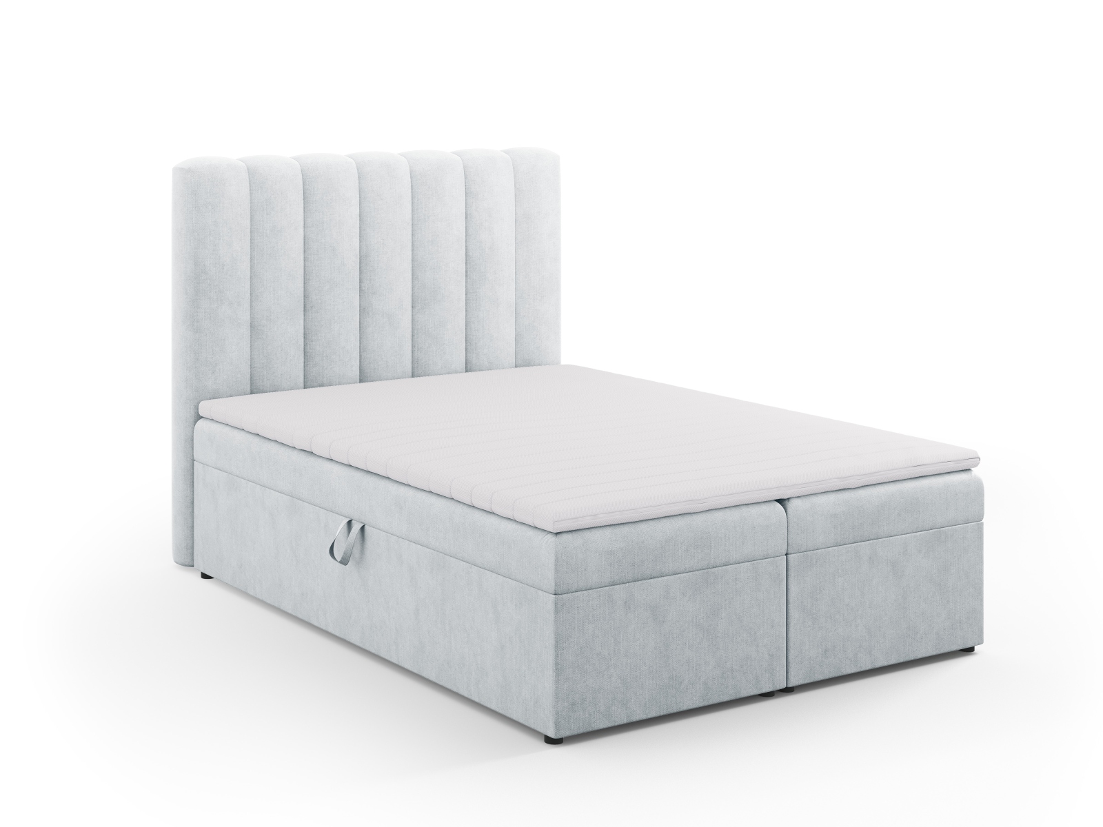 Boxspring Bed Set: Headboard + Box Springs/Mattress + Mattress Topper, "Kelp", 140x210x125