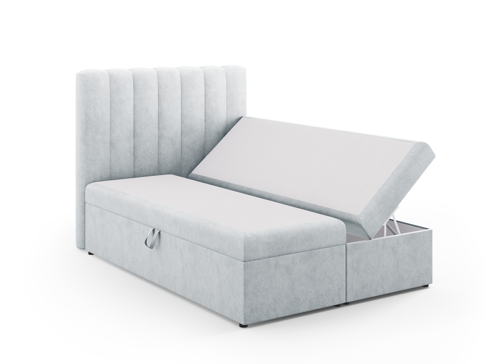 Boxspring Bed Set: Headboard + Box Springs/Mattress + Mattress Topper, "Kelp", 140x210x125