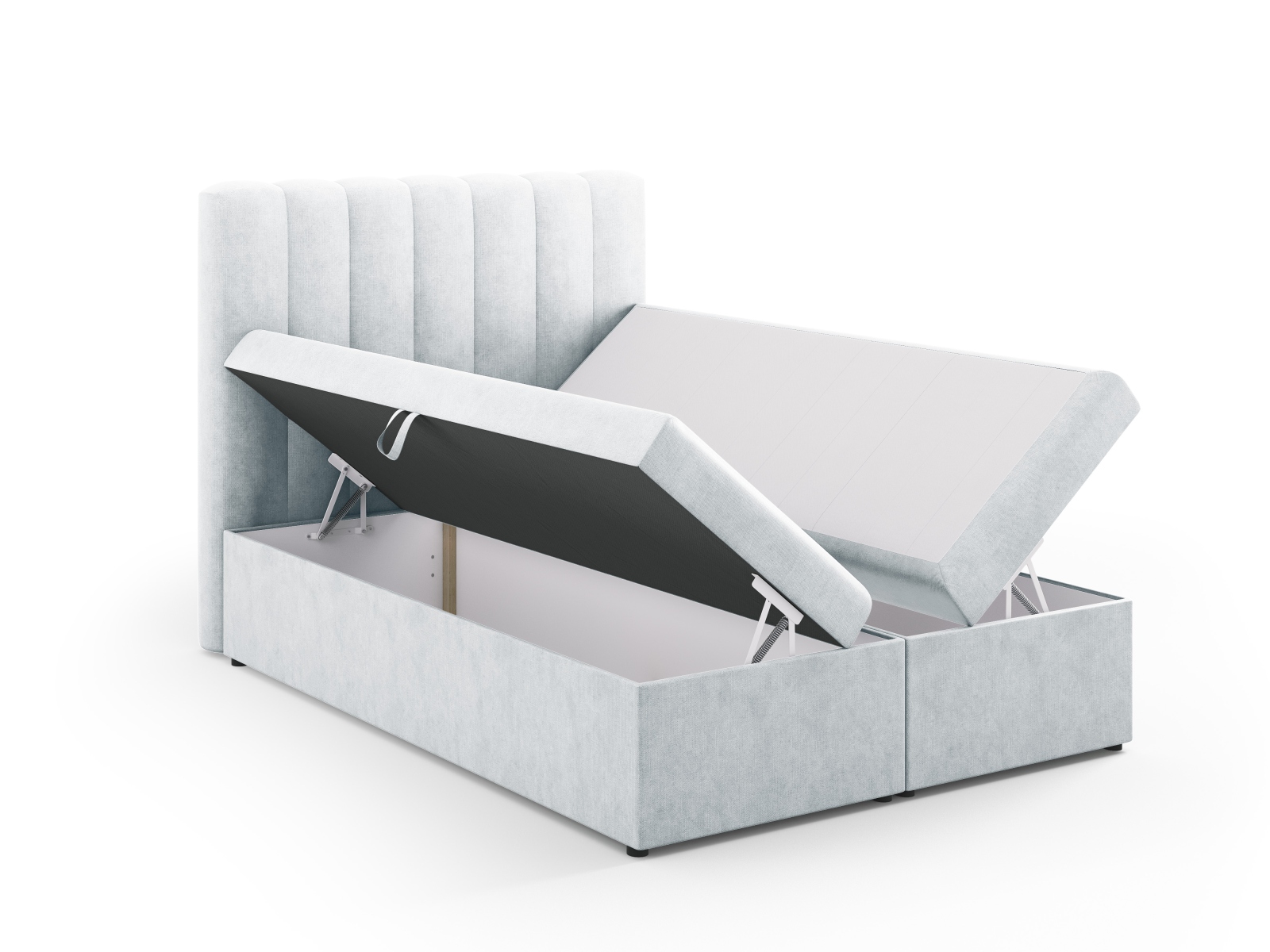 Boxspring Bed Set: Headboard + Box Springs/Mattress + Mattress Topper, "Kelp", 140x210x125