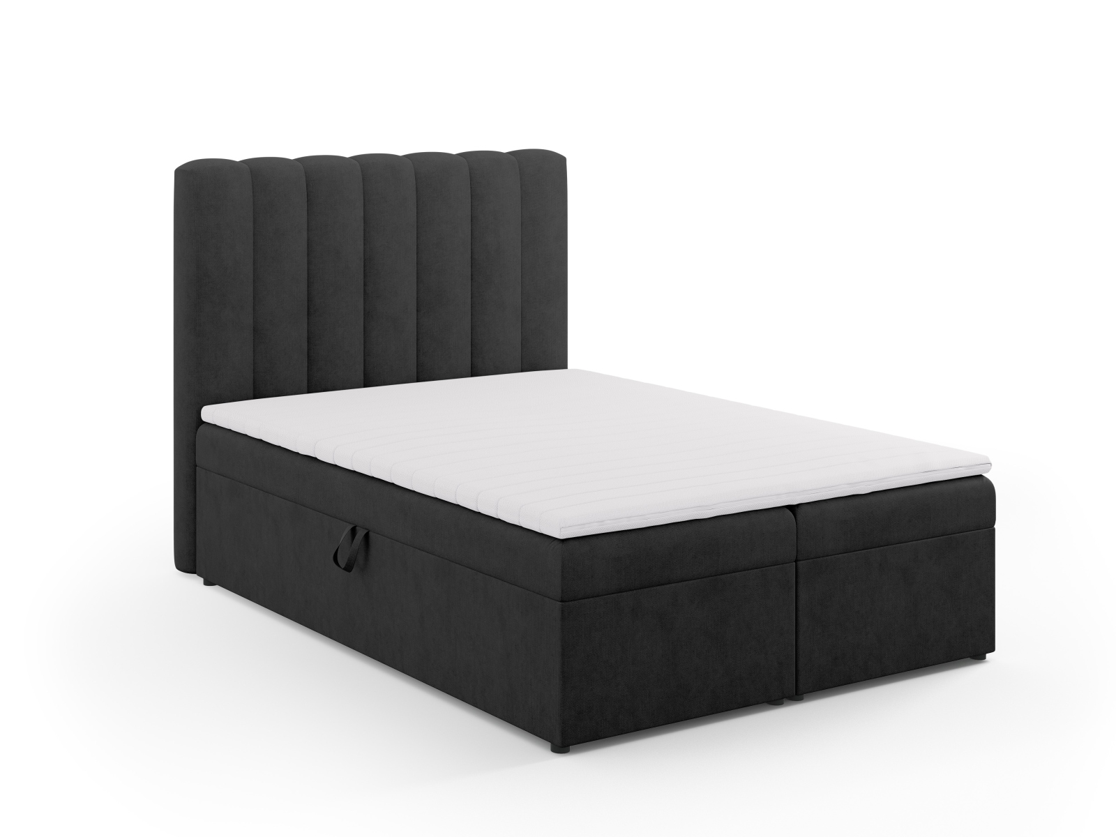 Boxspring Bed Set: Headboard + Box Springs/Mattress + Mattress Topper, "Kelp", 140x210x125