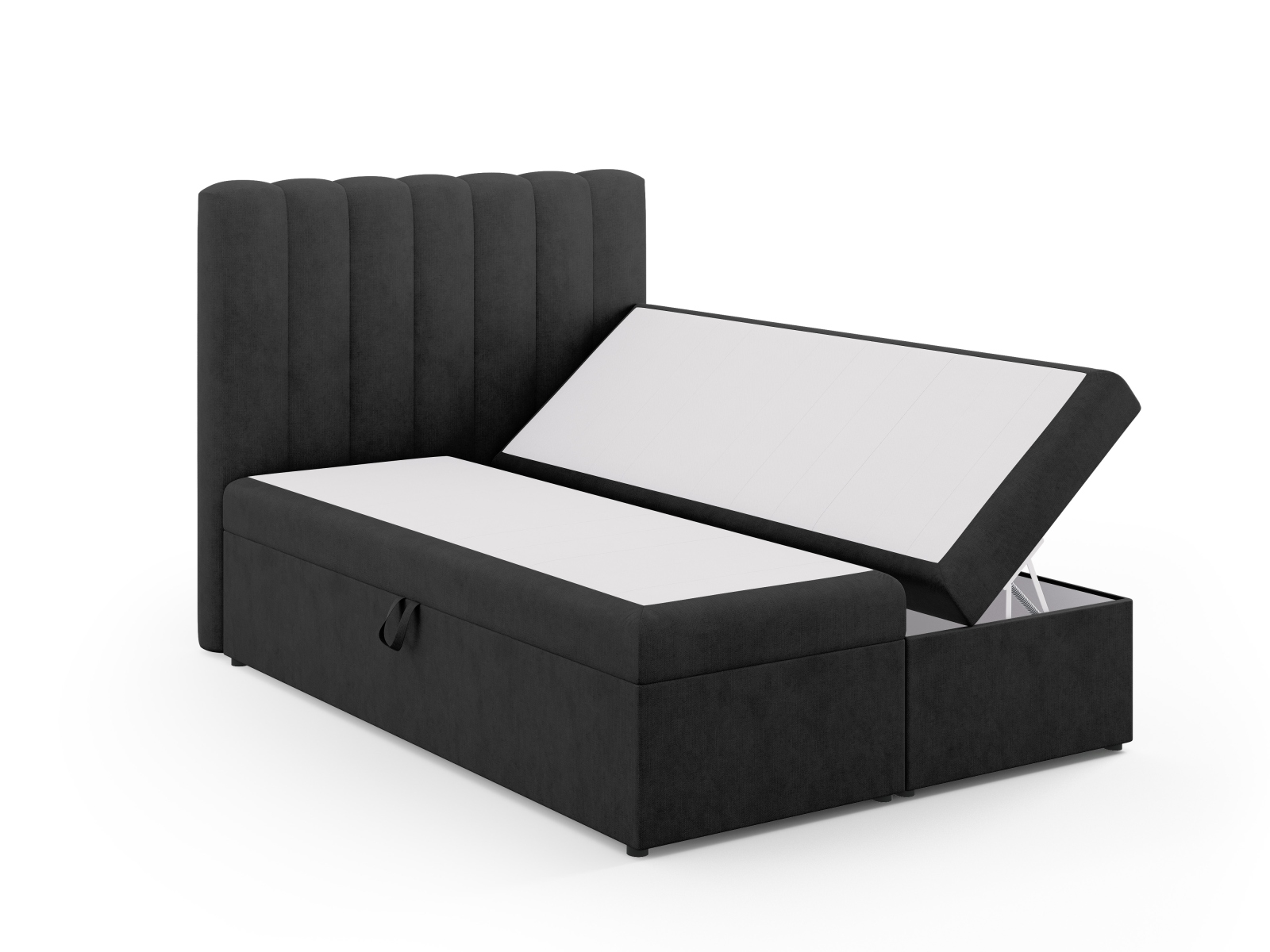 Boxspring Bed Set: Headboard + Box Springs/Mattress + Mattress Topper, "Kelp", 140x210x125