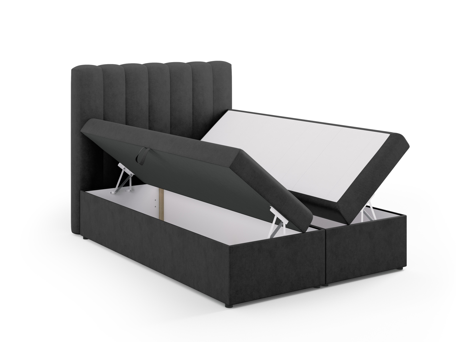 Boxspring Bed Set: Headboard + Box Springs/Mattress + Mattress Topper, "Kelp", 140x210x125