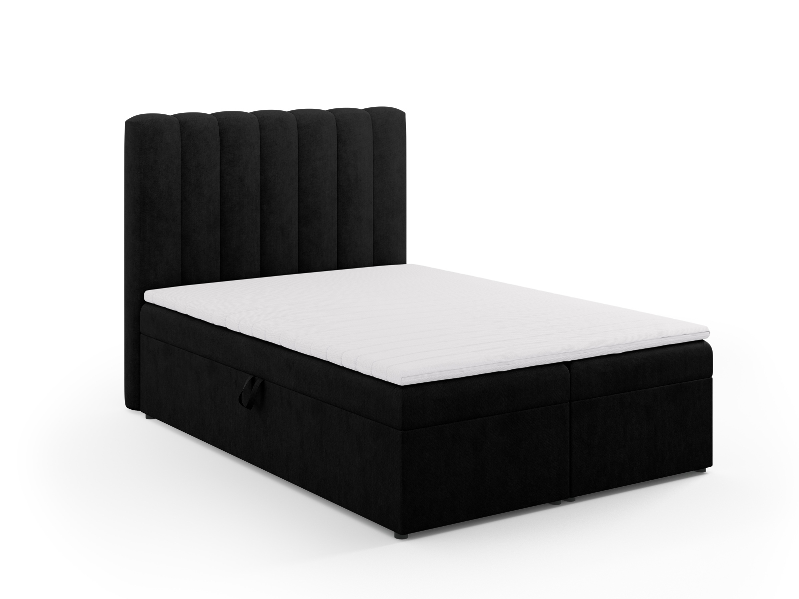 Boxspring Bed Set: Headboard + Box Springs/Mattress + Mattress Topper, "Kelp", 140x210x125