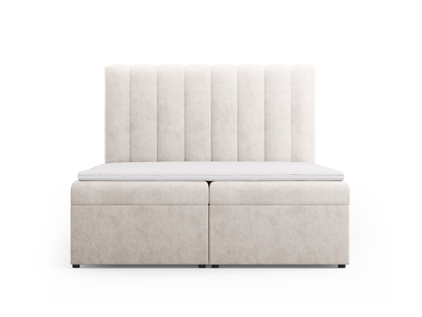 Boxspring Bed Set: Headboard + Box Springs/Mattress + Mattress Topper, "Kelp", 160x210x125