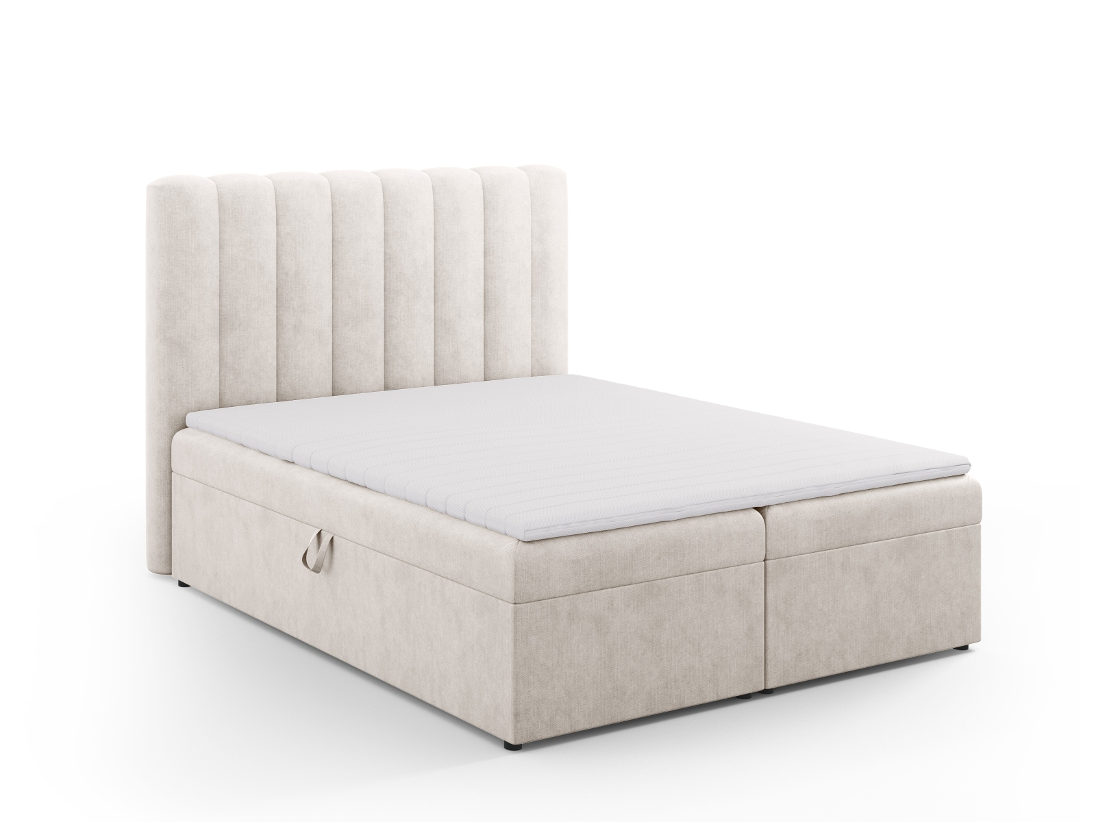 Boxspring Bed Set: Headboard + Box Springs/Mattress + Mattress Topper, "Kelp", 160x210x125
